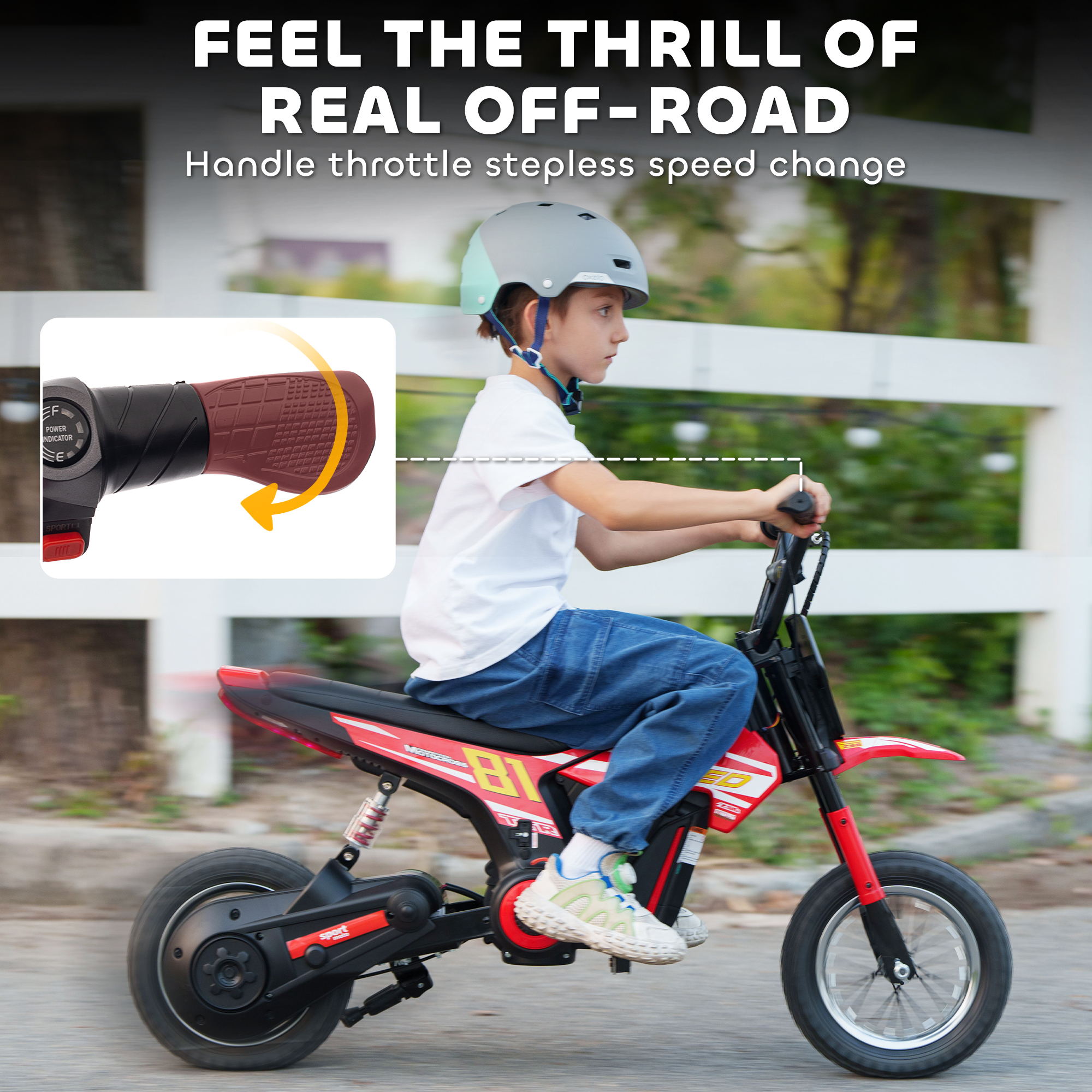 AIYAPLAY Kids Electric Motorbike 3 Gearboxes Speed Ride on Motorcycle with 41min Ranges Red 5