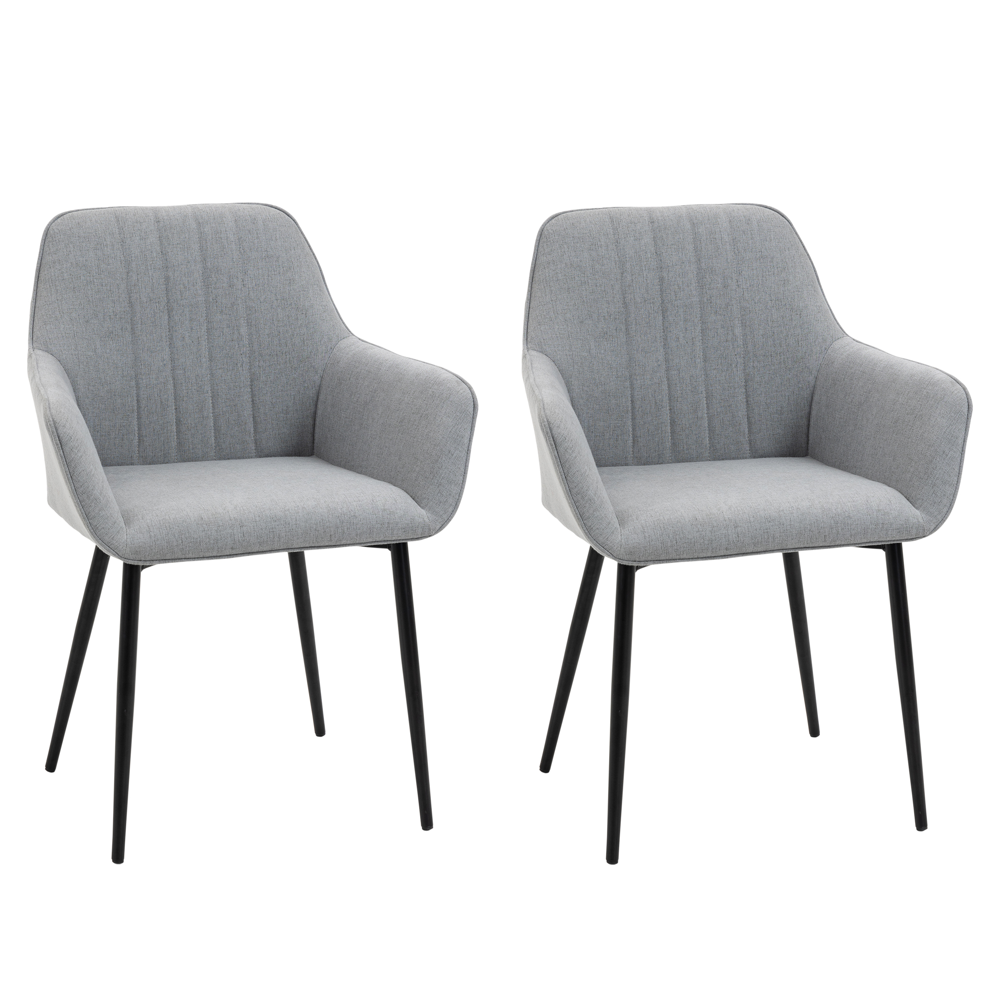 Image of HOMCOM Set 2 Sedie Imbottite Sedie Sala da Pranzo Moderne, Salotto o Soggiorno in Stile Scandinavo, Grigie, 59.5x56.5x81cm Aosom006