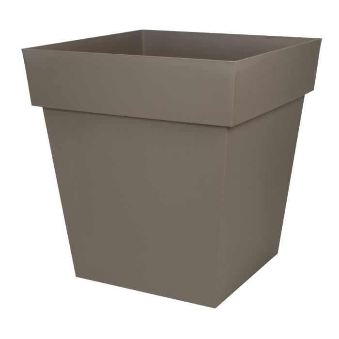 Pot de fleurs Carré 50 cm - EDA - Toscane - 49,5 x 49,5 x H.52,5 cm - 87 L - Taupe