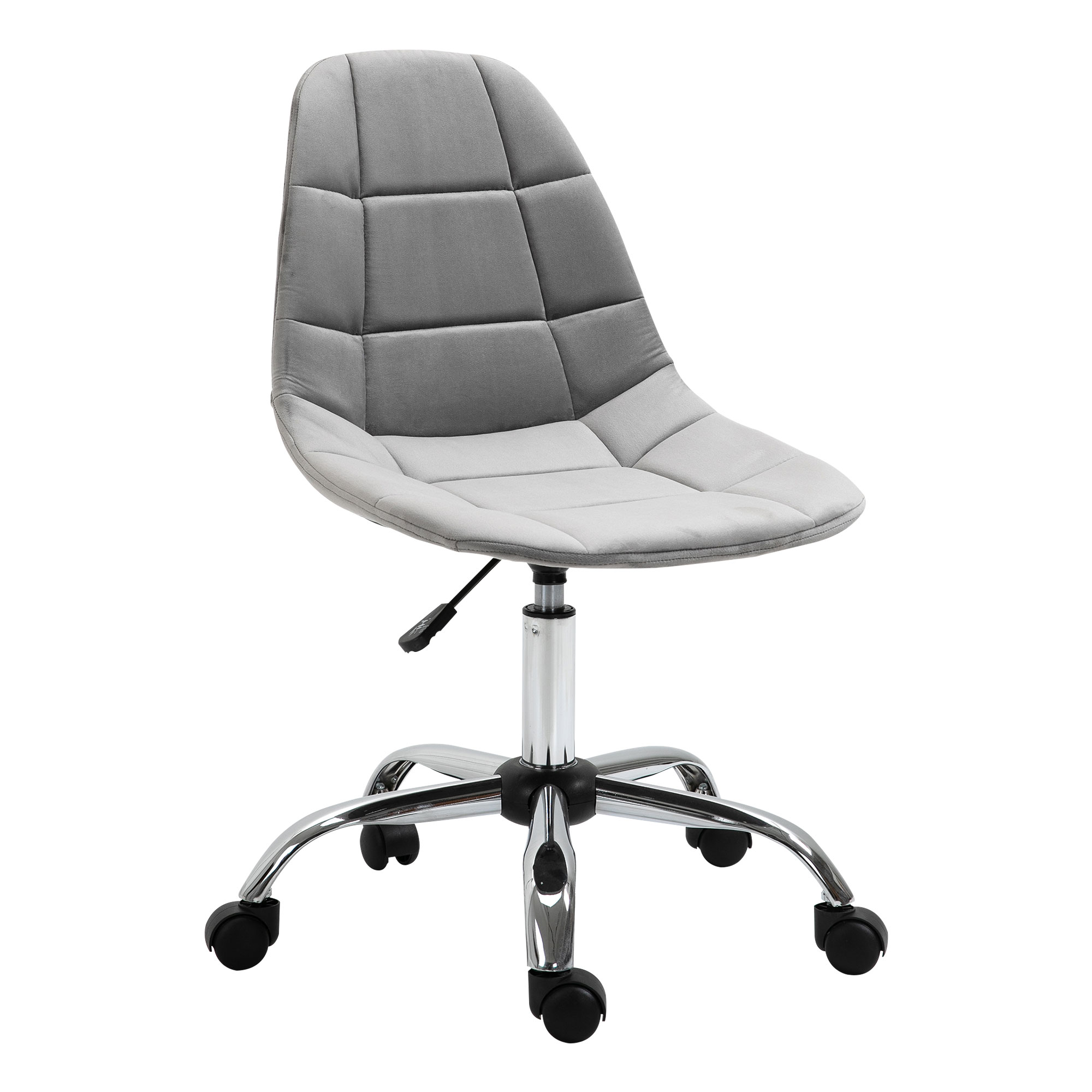 Image of Vinsetto Sedia da Ufficio con Rotelle Girevole Ergonomica, Altezza Regolabile, Senza Braccioli, in Tessuto Effetto Velluto, Grigio Aosom006
