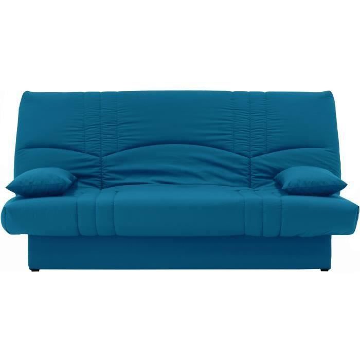 Canapé convertible clic clac 3 places - Tissu Bleu canard - L 190 x P 92 cm - DREAM - Style Contemporain