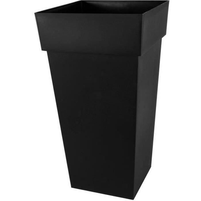 Pot de fleurs Carré XXL 43 cm - EDA - Toscane - 43,3 x 43,3 x H. 80 cm - 98 L - Gris Anthracite