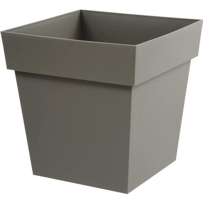 Pot de fleur Carré 40 cm - EDA - Toscane - 39 x 39 x H.39 cm - 38 L - Taupe
