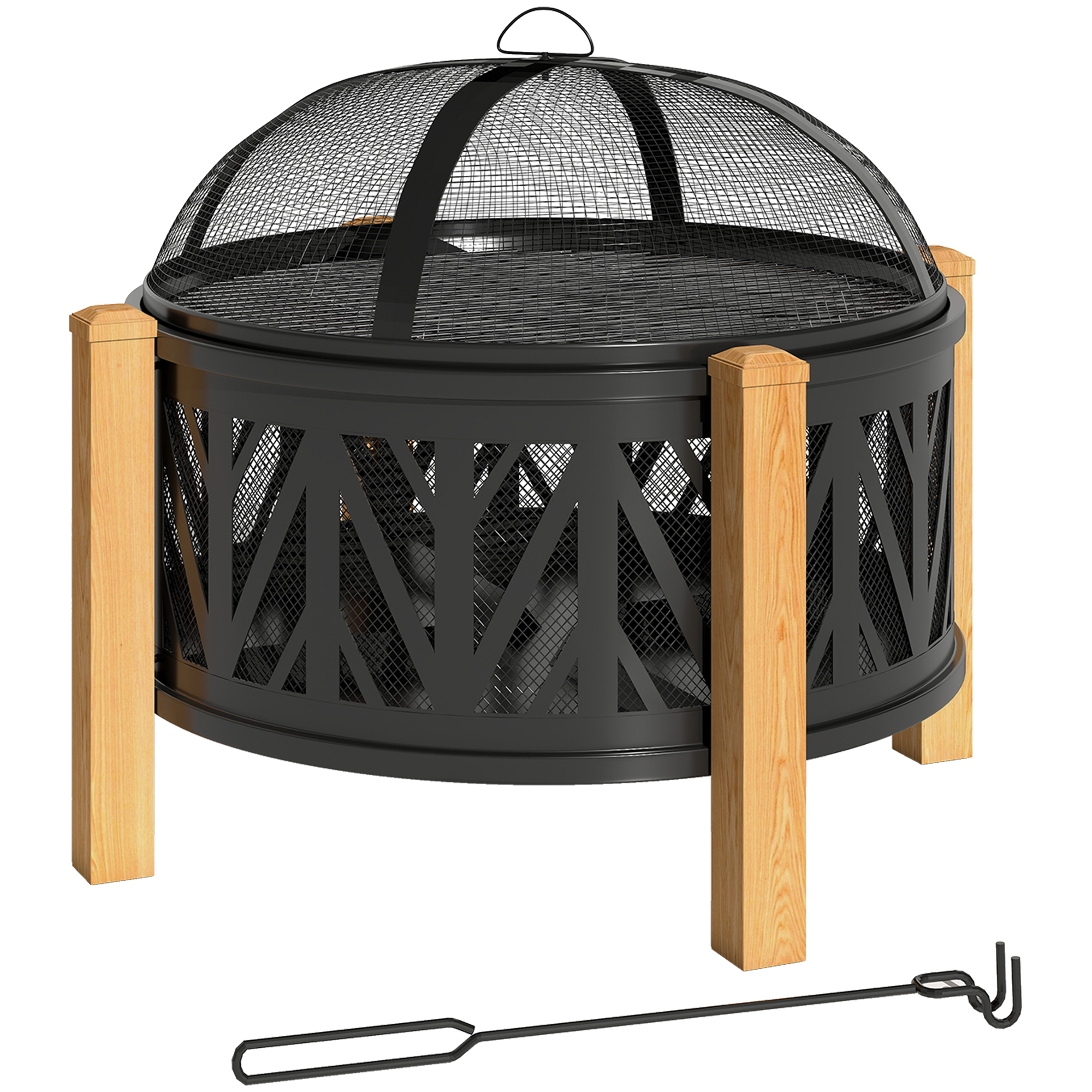 Outsunny 2-in-1 Feuerschale Ø75 x 58 cm Feuerstelle mit Funkenschutz Schürh günstig online kaufen