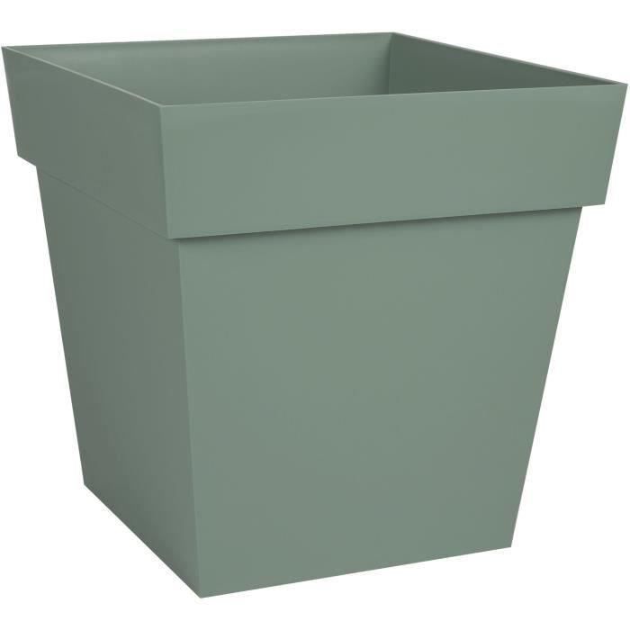 Pot de fleurs Carré 32 cm - EDA - Toscane - 32 x 32 x H.32 cm - 22 L - Vert Laurier