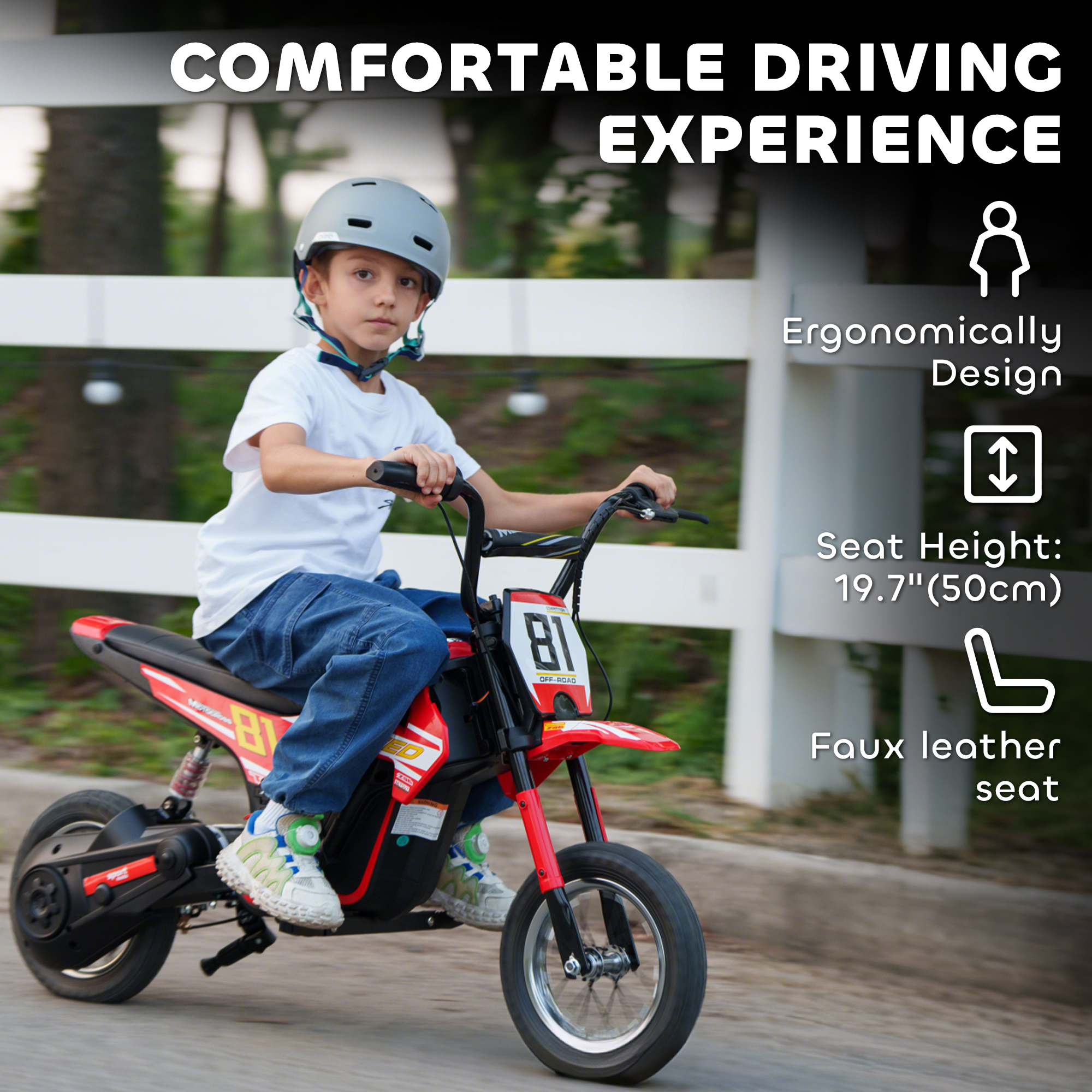 AIYAPLAY Kids Electric Motorbike 3 Gearboxes Speed Ride on Motorcycle with 41min Ranges Red 7