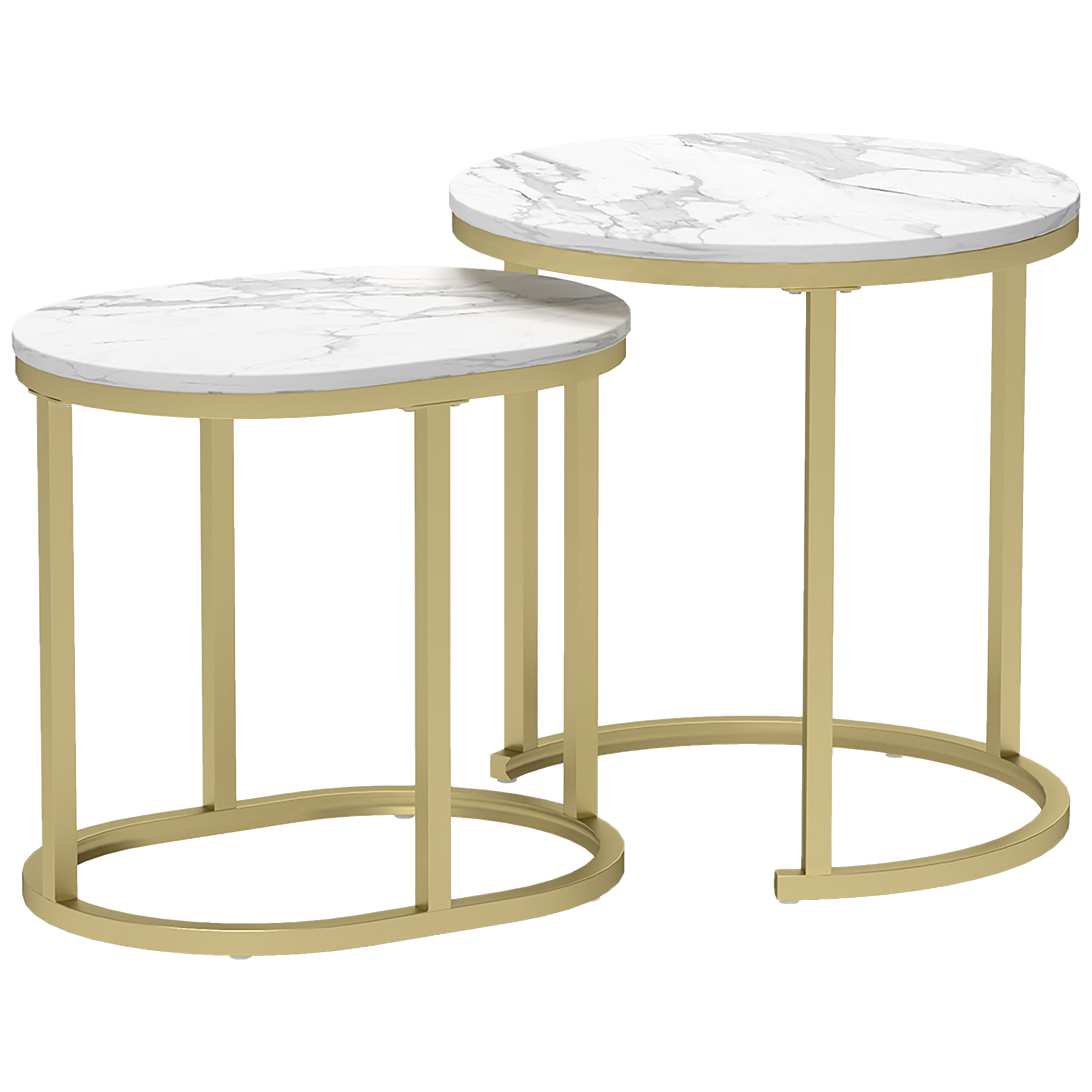 HOMCOM Couchtisch rund 2er Set Stapelbarer Beistelltisch mit Stahlrahmen, W günstig online kaufen