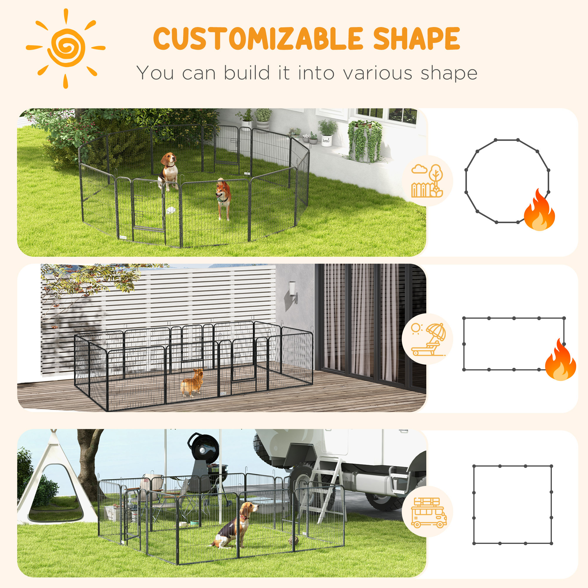 PawHut 12 Panels Heavy Duty Puppy Playpen, for Small Dogs, Indoor and Outdoor Use Silver 4