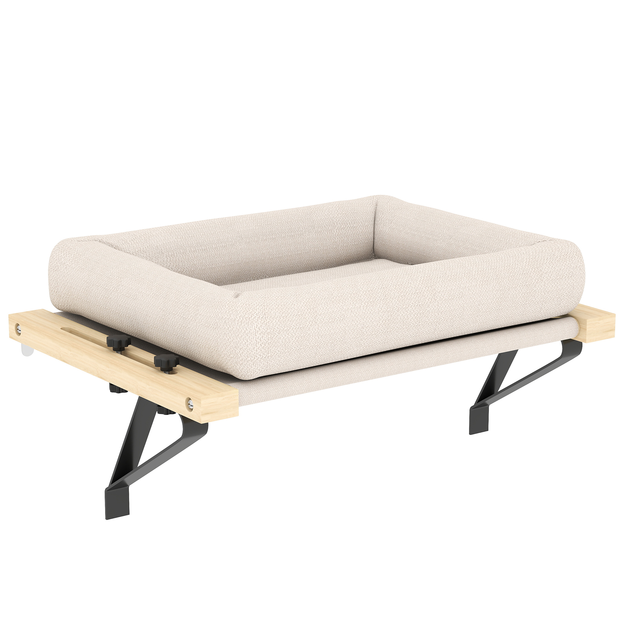 PawHut Lettino per Gatti, 50x36cm Gattamaca con Supporto Regolabile, Cuscino Rimovibile Lavabile in Lavatrice, Letto per Gatti fino a 6 kg, Crema   Aosom Italy