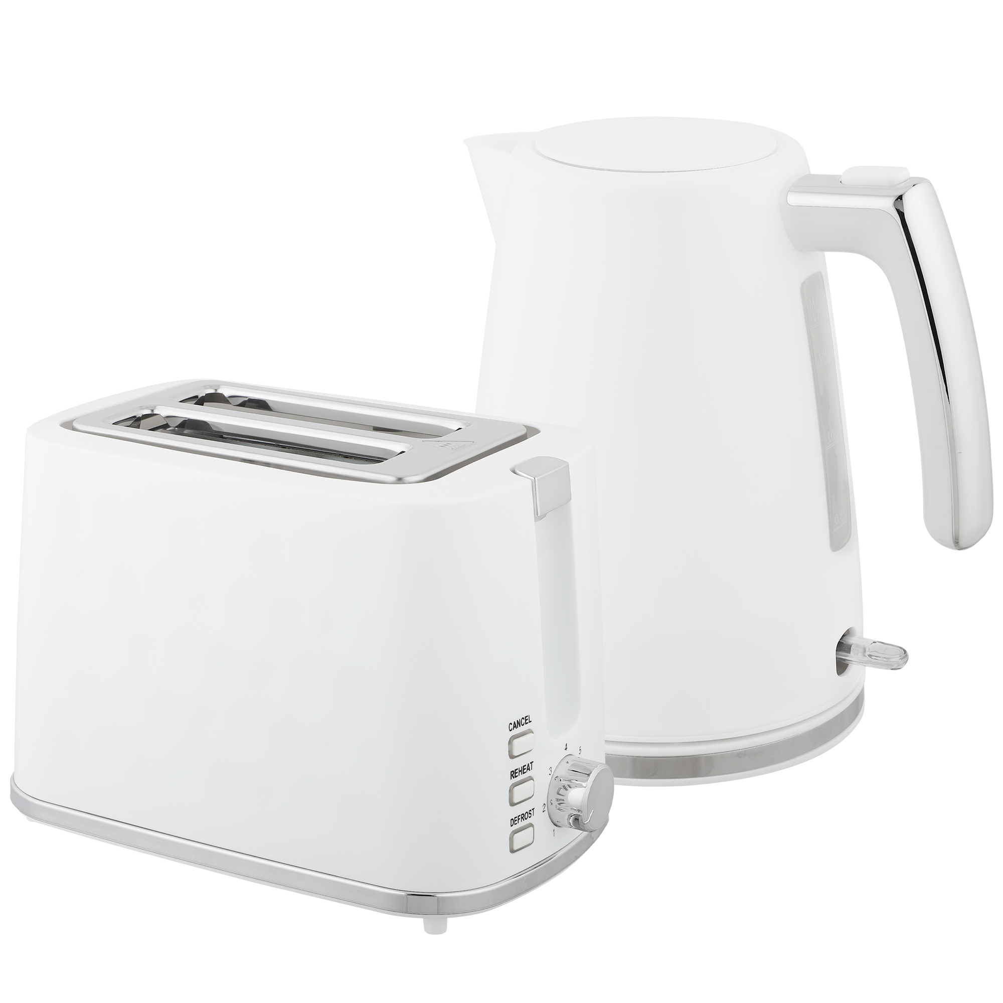 Image of HOMCOM Set Bollitore Elettrico da 1.7L 2200W con Termostato e Tostapane Doppio con 7 Livelli di Doratura, Bianco Aosom Italy006