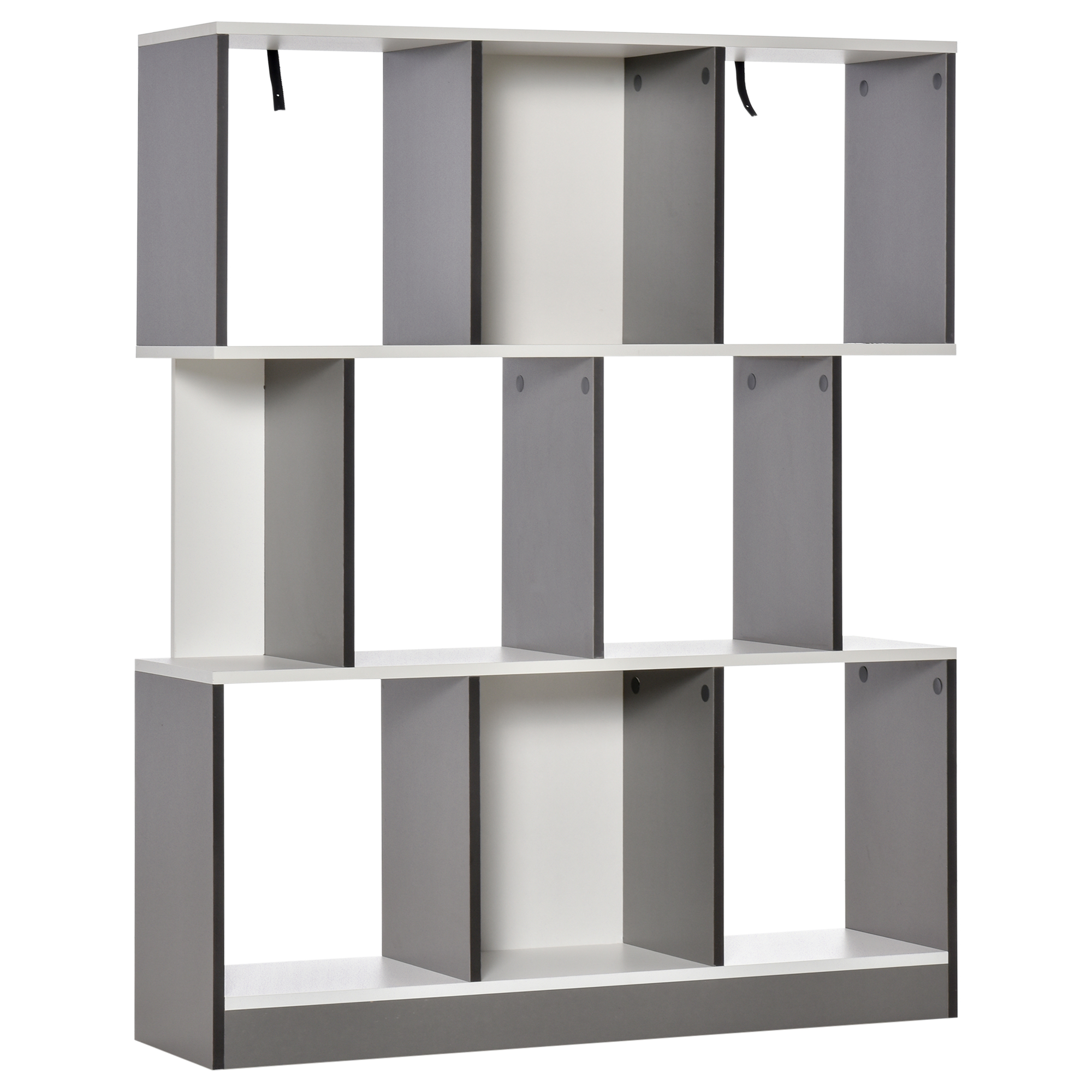 HOMCOM Bücherregal Standregal Büroregal Aktenregal für Büro Wohnzimmer Arbeitszimmer Spanplatte Grau+Weiß 100 x 24 x 124 cm Aosom