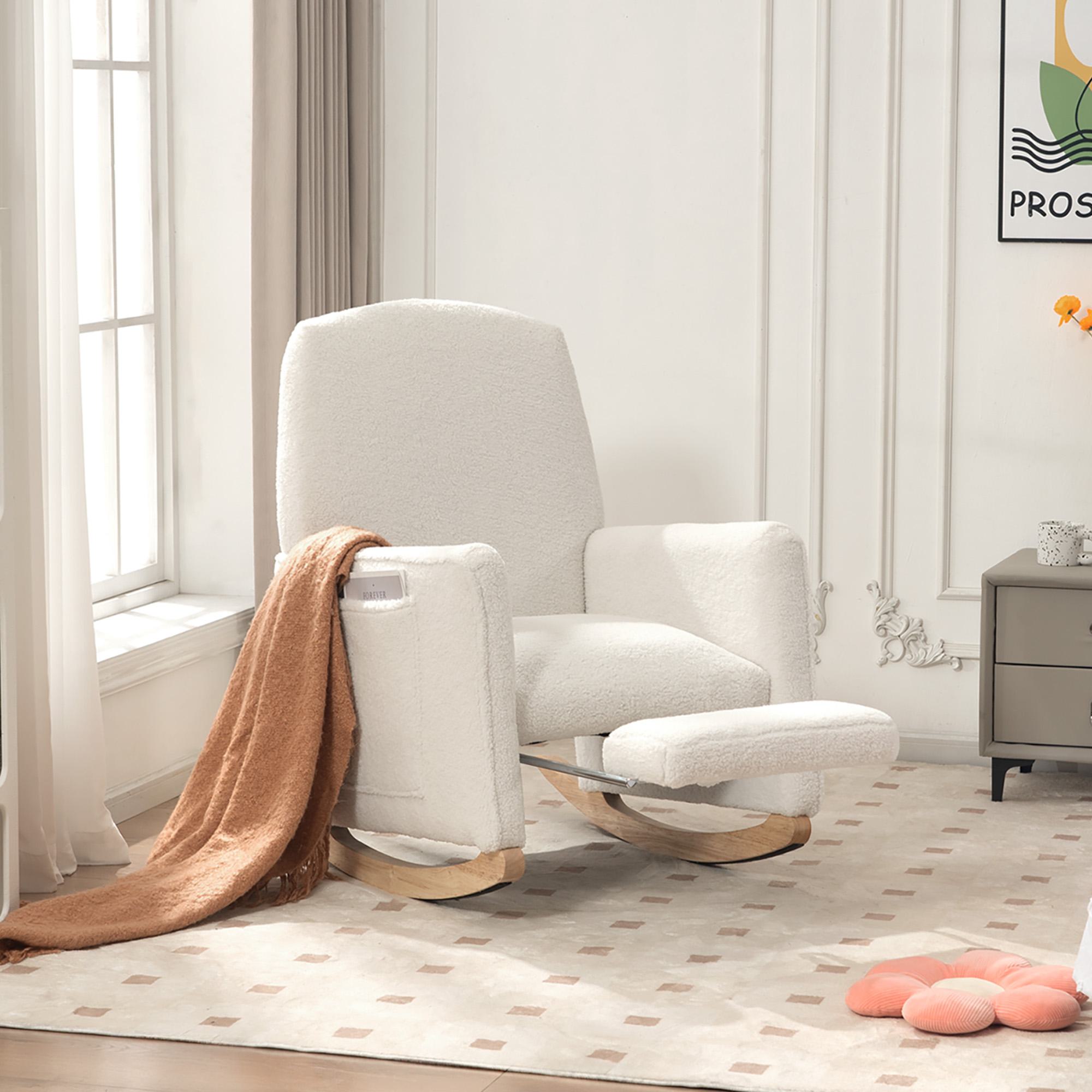 Schaukelstuhl, mit Hocker Weiß hochwertiger Relaxsessel für Schlafzimmer ho günstig online kaufen