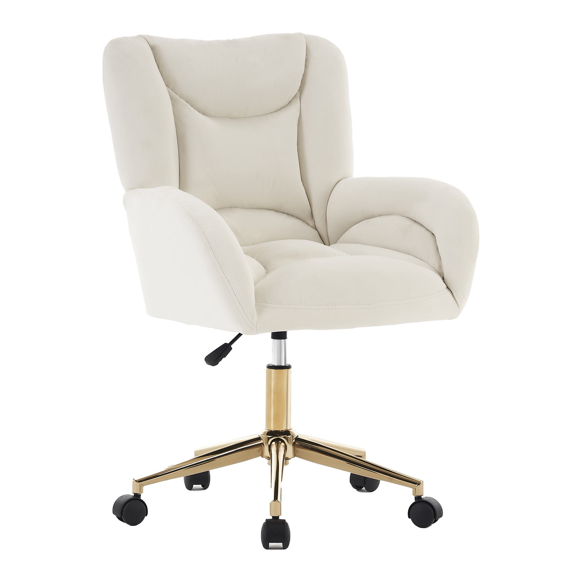 Höhenverstellbarer Drehstuhl, Samtstoff und goldenen Beinen, ergonomischem günstig online kaufen