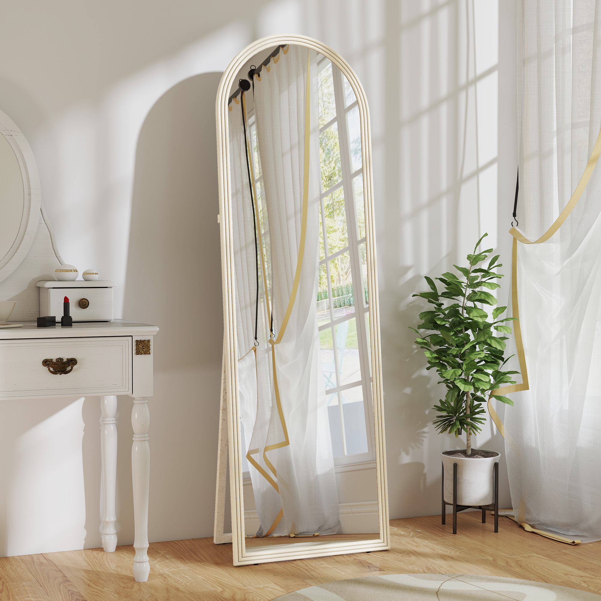 HOMCOM Bogen Ganzkörperspiegel 160 x 50 cm Standspiegel mit Steinoptik, Wan günstig online kaufen