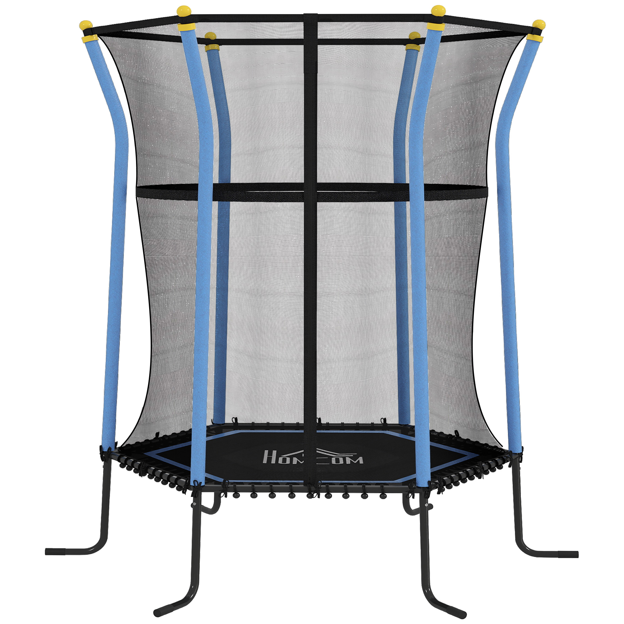 HOMCOM Trambulină Elastică pentru Copii 3-10 Ani cu Intrare cu Fermoar și Țevi Căptușite, Ø163,5x190 cm, Albastru | Aosom Romania