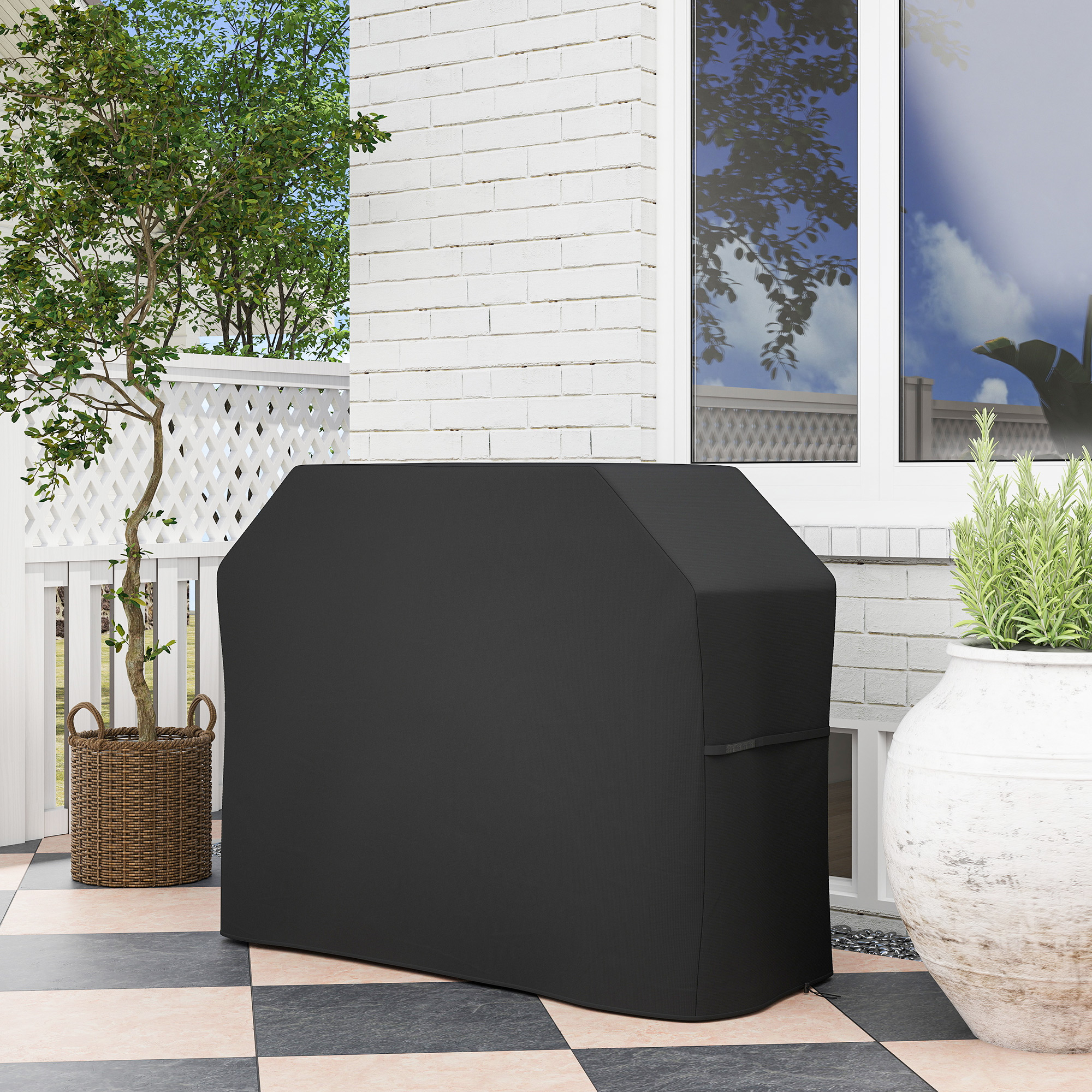 Outsunny Grillabdeckung BBQ Abdeckung Wetterfest Gasgrill Abdeckhaube mit K günstig online kaufen