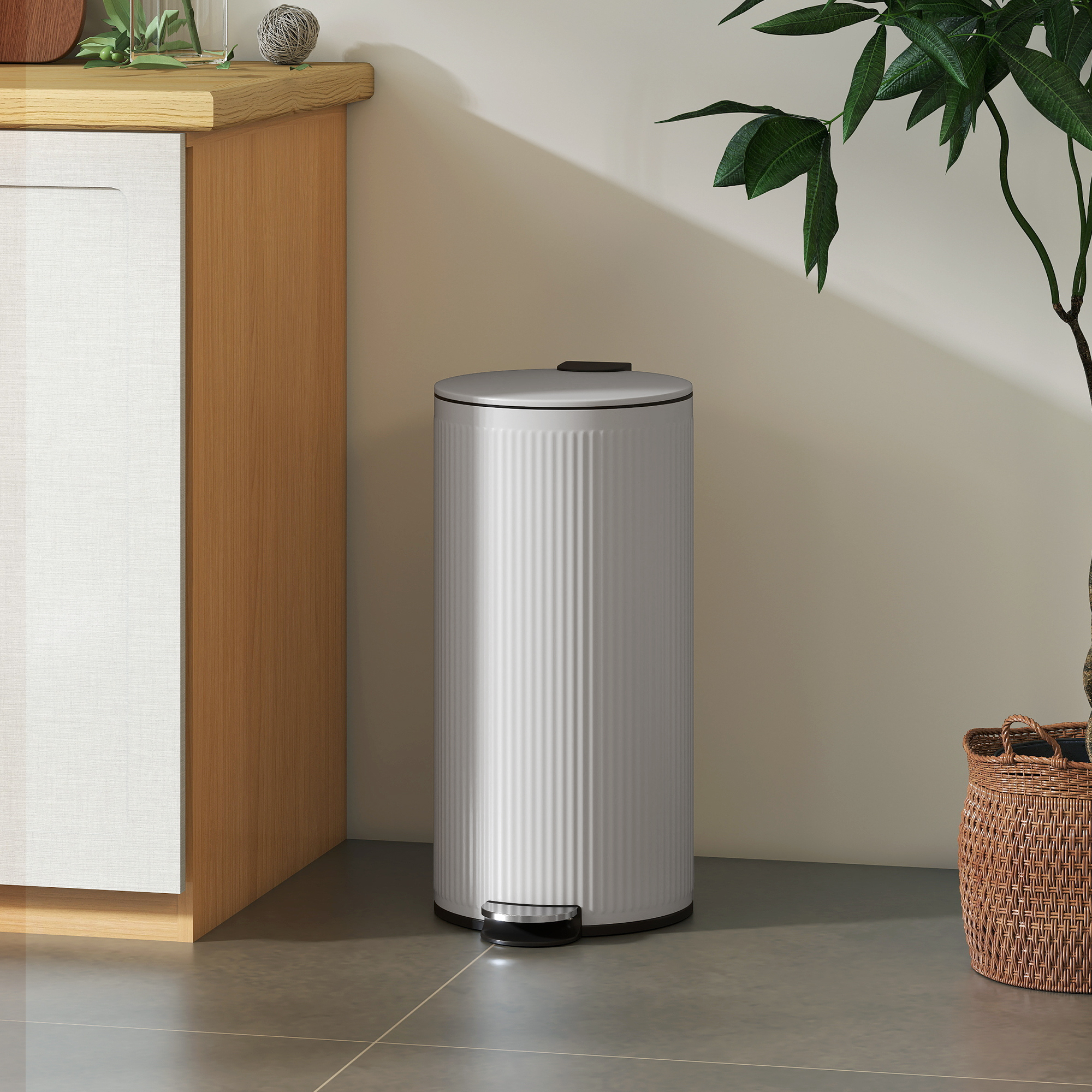 HOMCOM Mülleimer Küche 30L, Metall Mülleimer mit herausnehmbarem Innenfass, günstig online kaufen