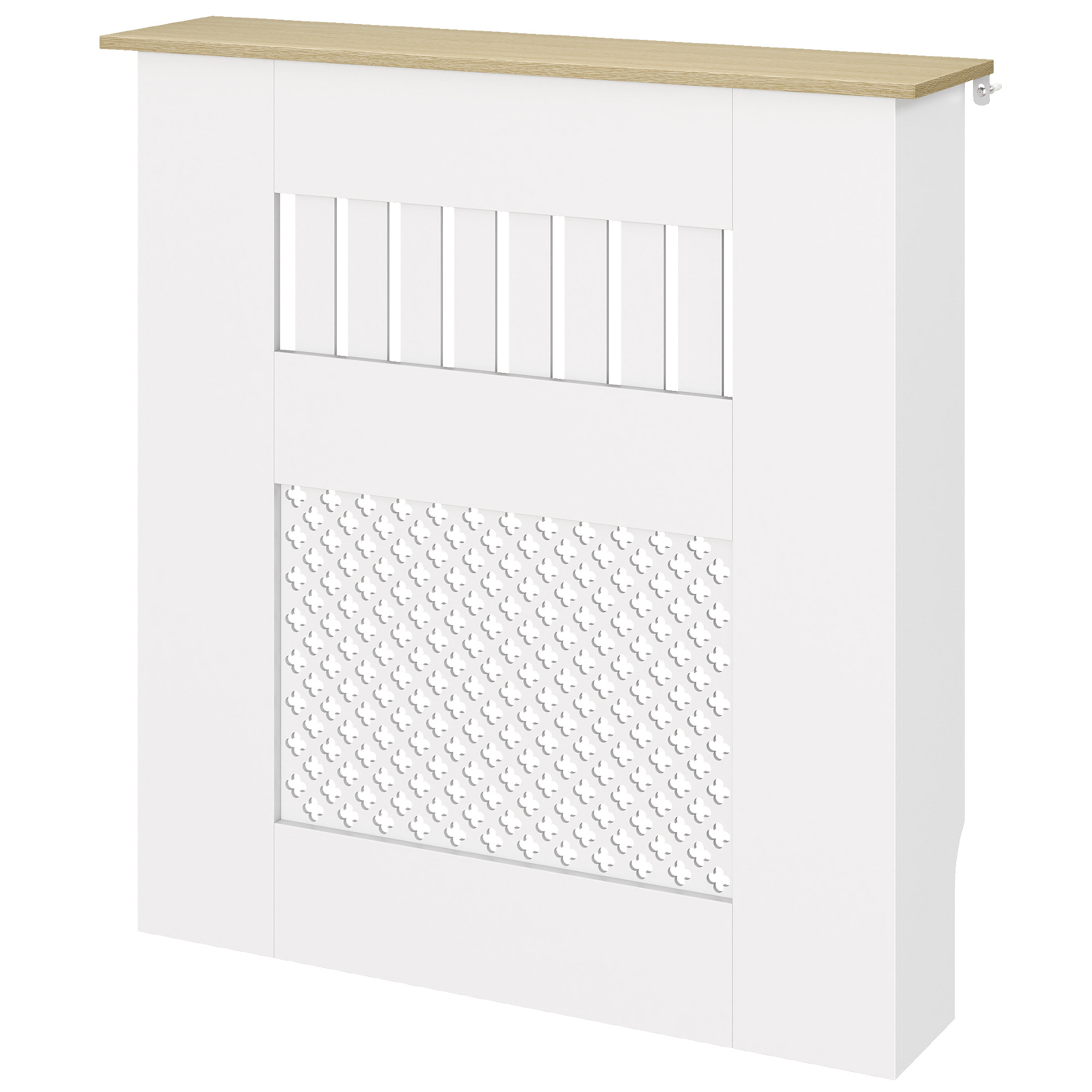 HOMCOM Cache-Radiateurs 78x19x81 cm Couverture pour Radiateur Design Moderne en Lattes et Nid d'Abeille Blanc