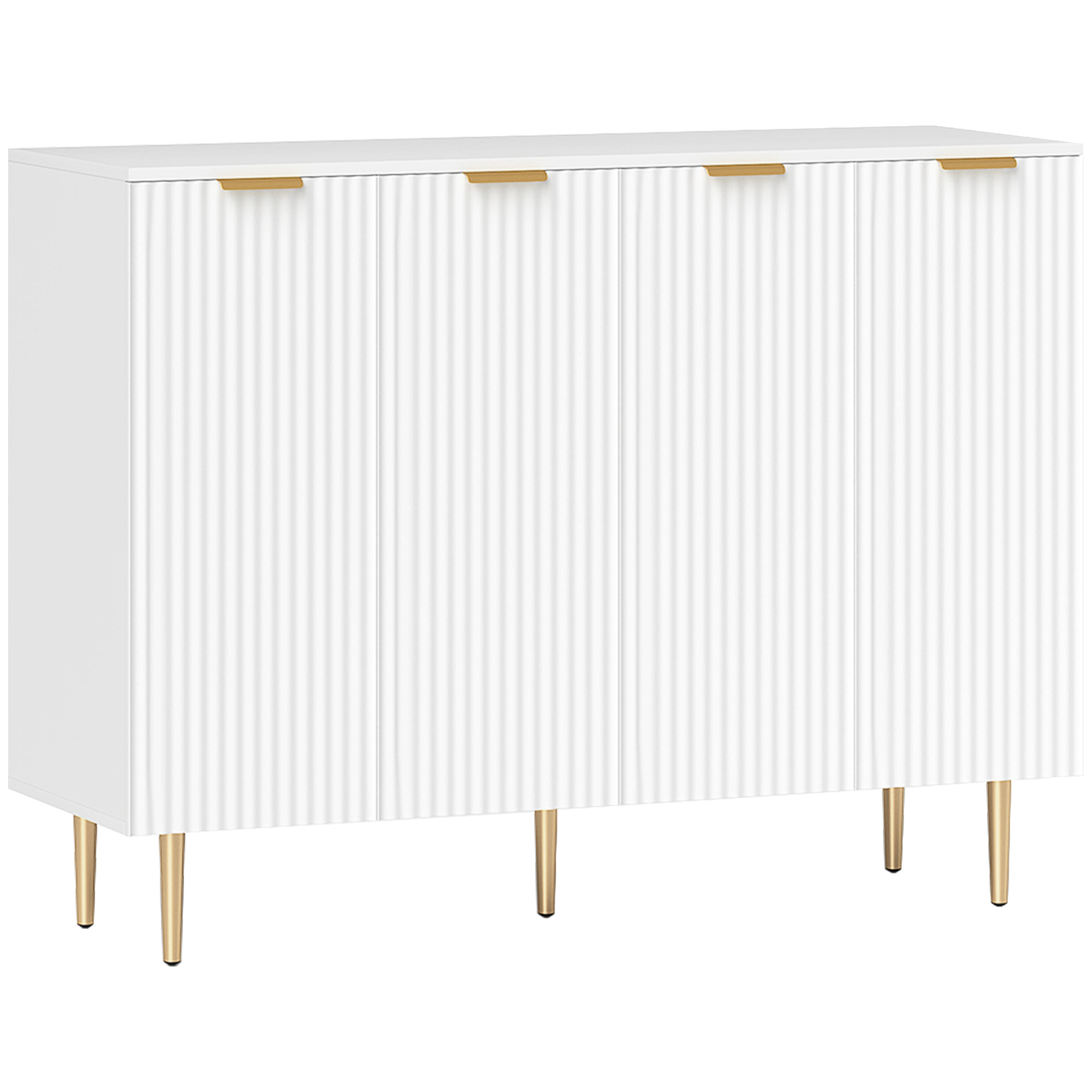 HOMCOM Buffet Schrank Küchenschrank mit 2 Doppeltüren und verstellbarem Regal, modernes Buffet für Ess- und Wohnzimmer, 120 x 40 x 90 cm, weiß Aosom