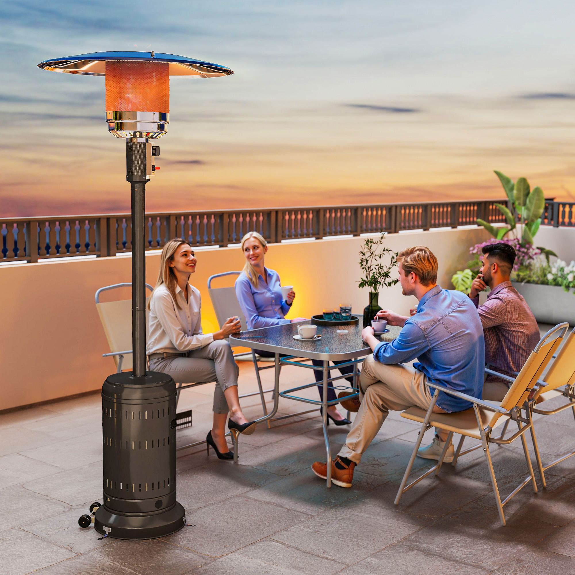 Outsunny Terrassenheizung, tragbarer Gas-Heizstrahler 11 KW mit einstellbar günstig online kaufen