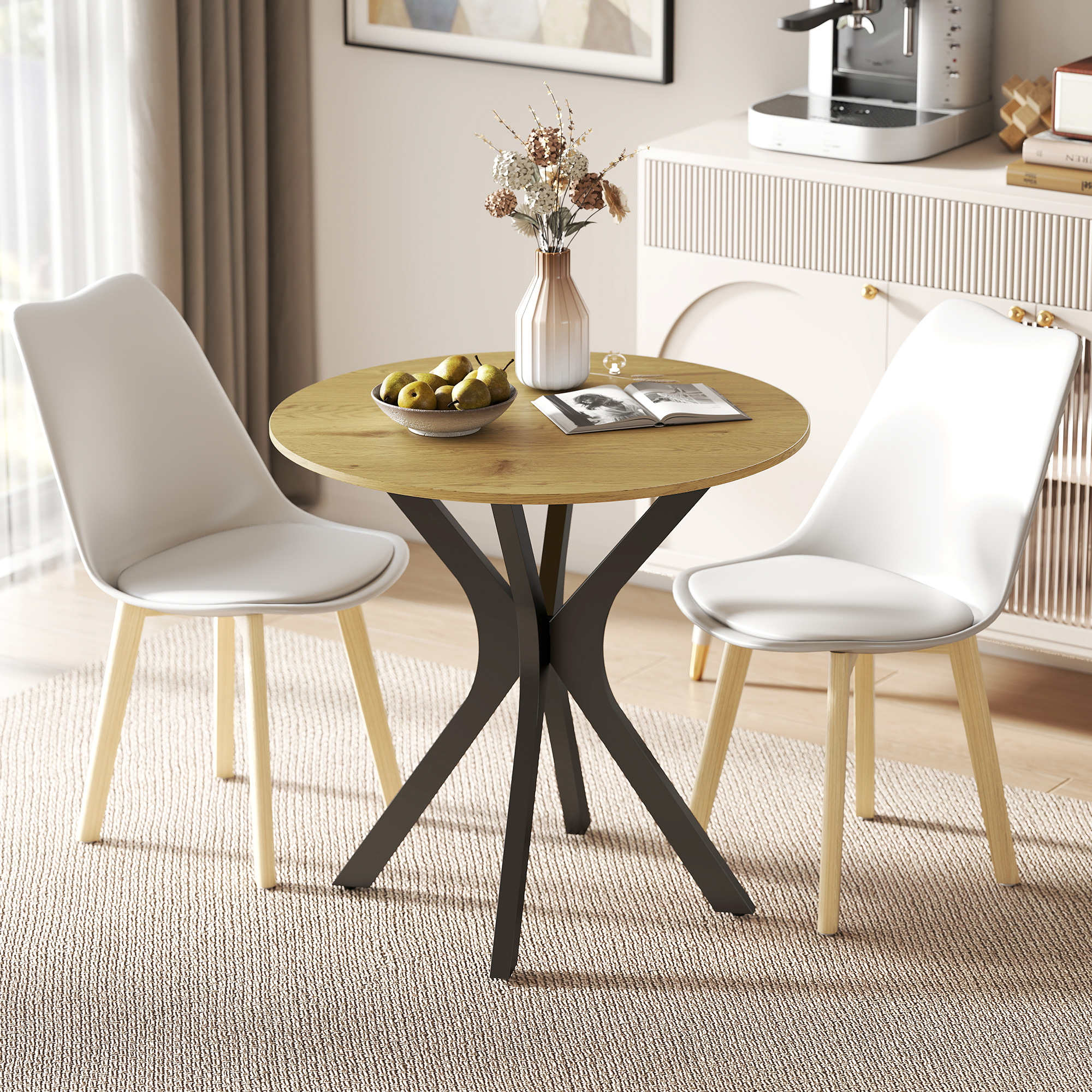 HOMCOM Esstisch 78 x 78 cm Runder Küchentisch für 2 Personen Esszimmertisch günstig online kaufen