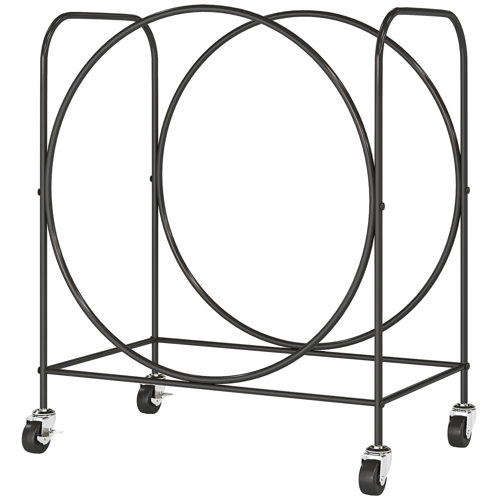 Outsunny Porte-bûches Extérieur Métallique pour Cheminée avec Roues pour Intérieur et Extérieur 51x30x60 cm Noir