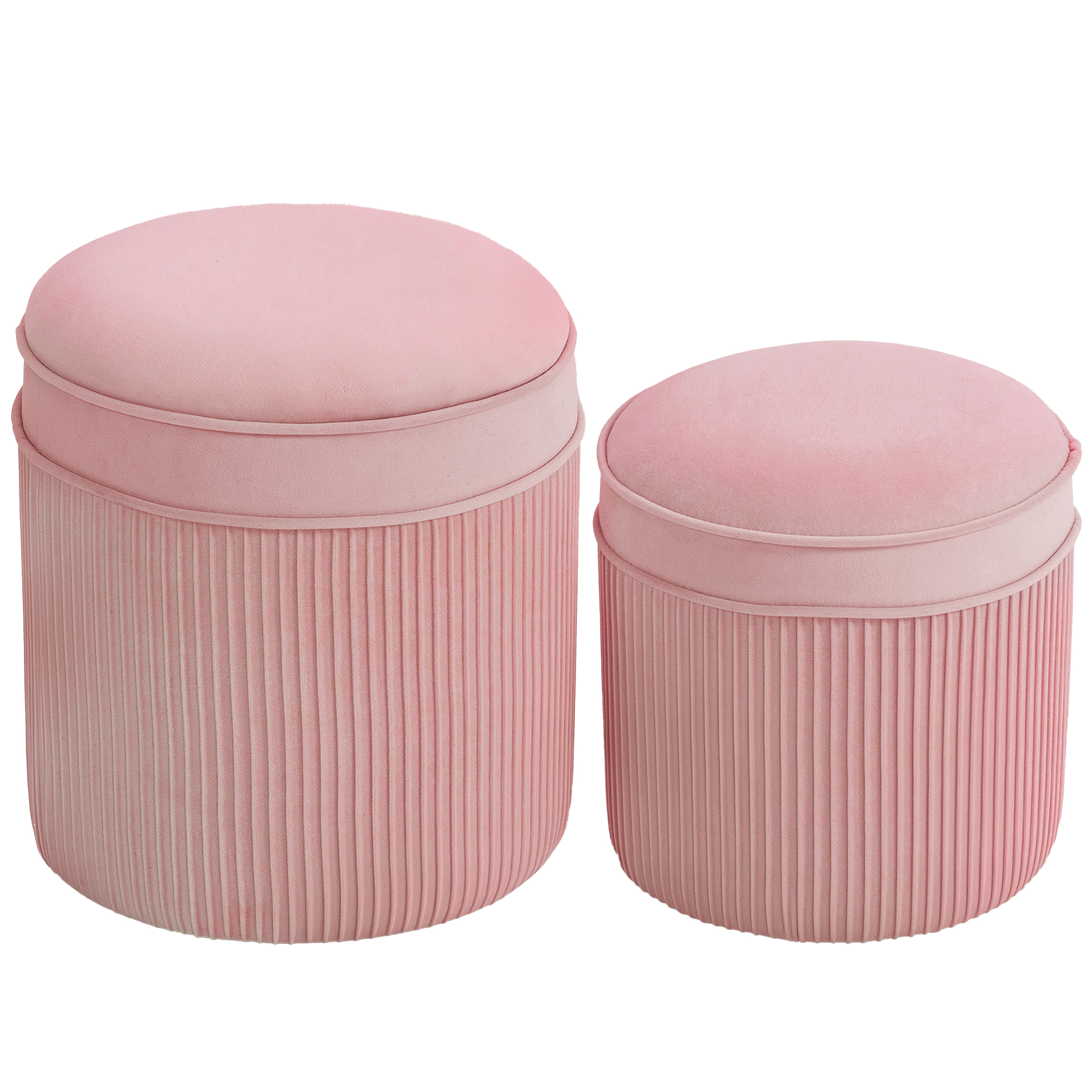 HOMCOM Set von 2 Stapelbaren Runden Poufs mit 34,8L Großem Aufbewahrungspou günstig online kaufen