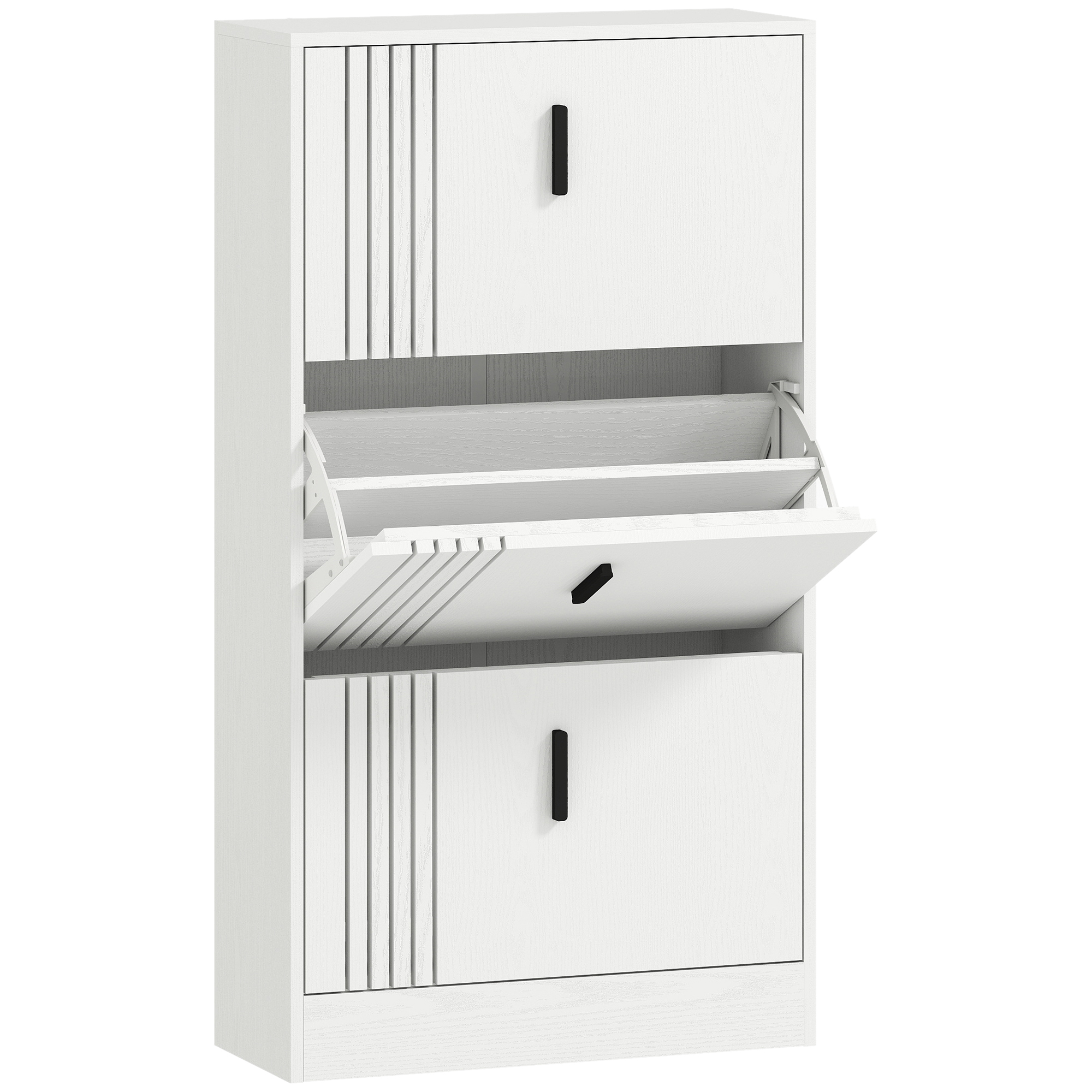 HOMCOM Schuhschrank mit 3 Klappen, 18 Paare, Schuhschrank 3 Fächer, großer günstig online kaufen