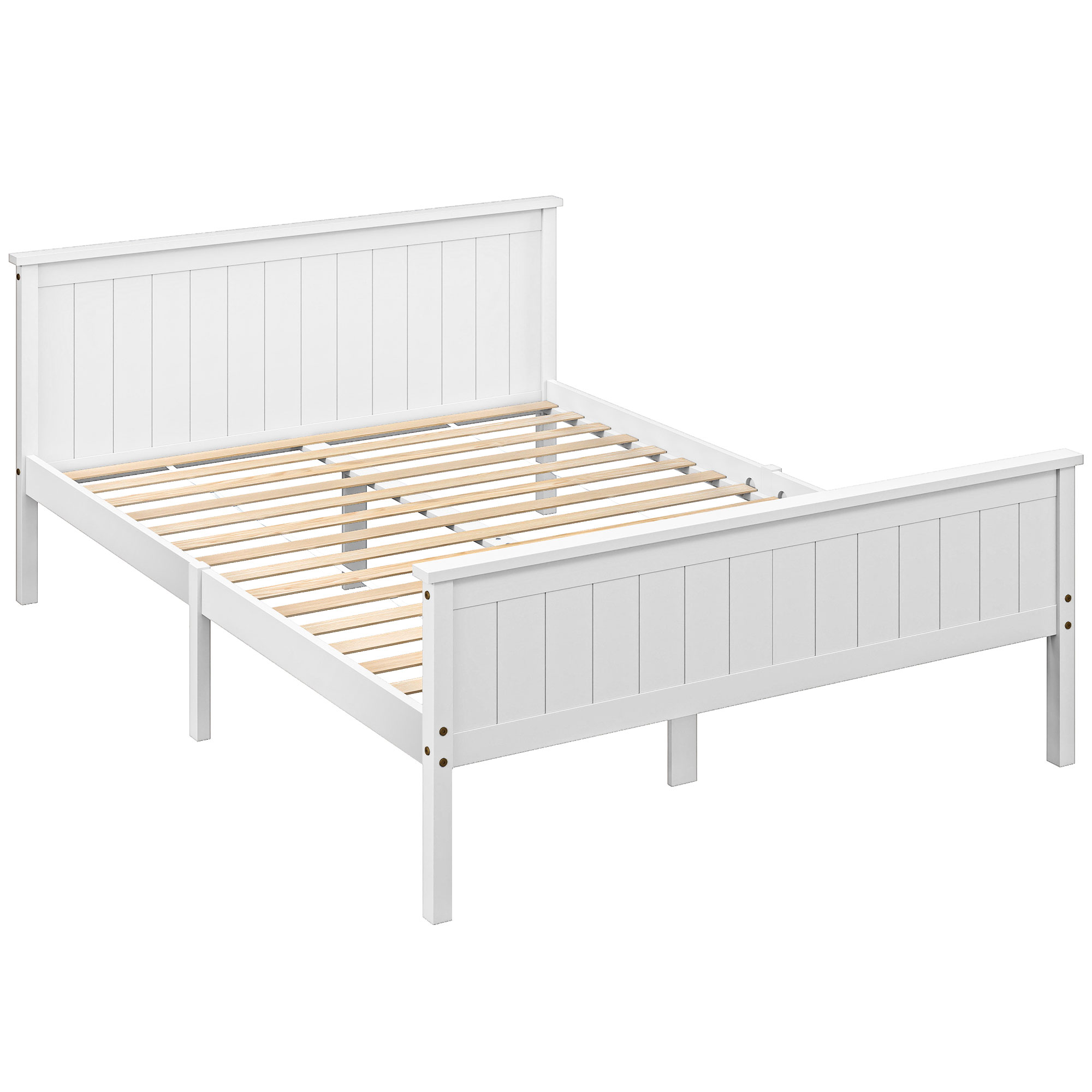 HOMCOM Letto singolo in legno massiccio con doghe e testiera incluse, 150 x 210 cm, Bianco   Aosom Italy