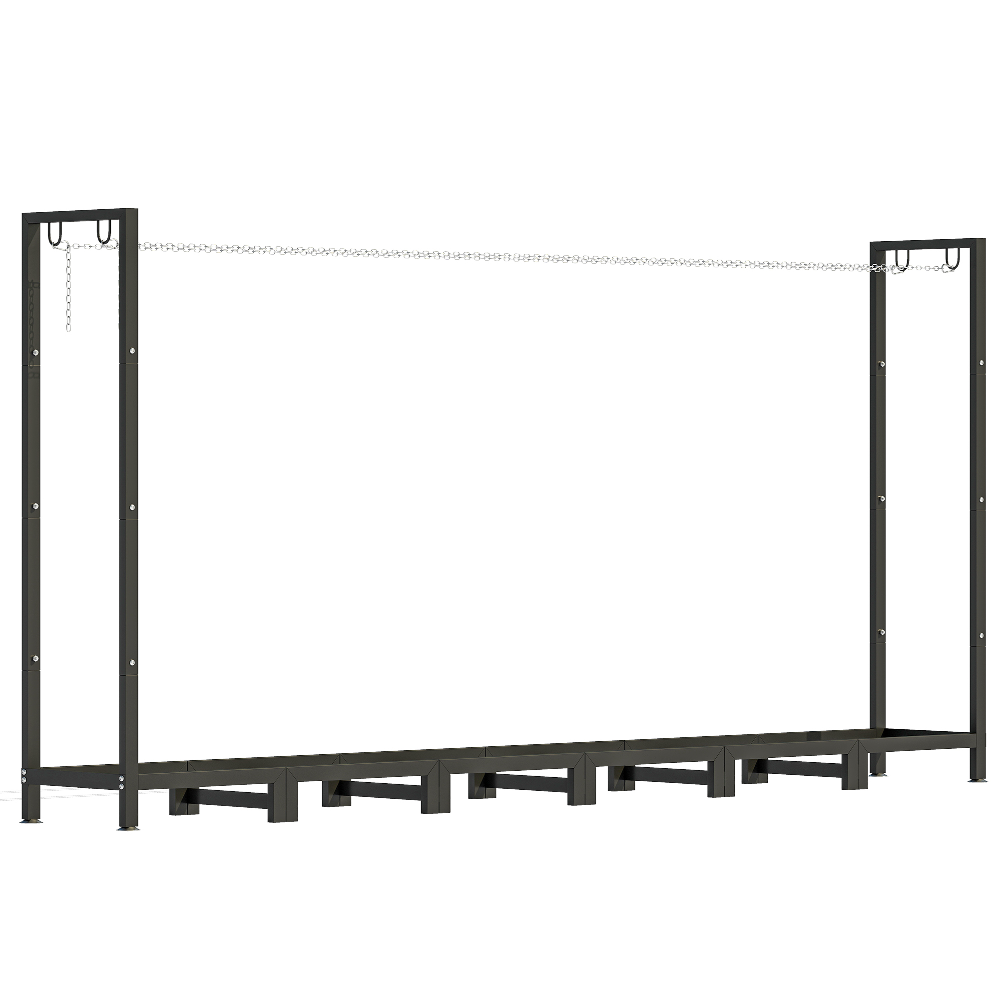 Outsunny Suport de Lemne din Metal 0.8m³ cu Preș Impermeabil și Lanțuri 235x31x116cm | Aosom Romania