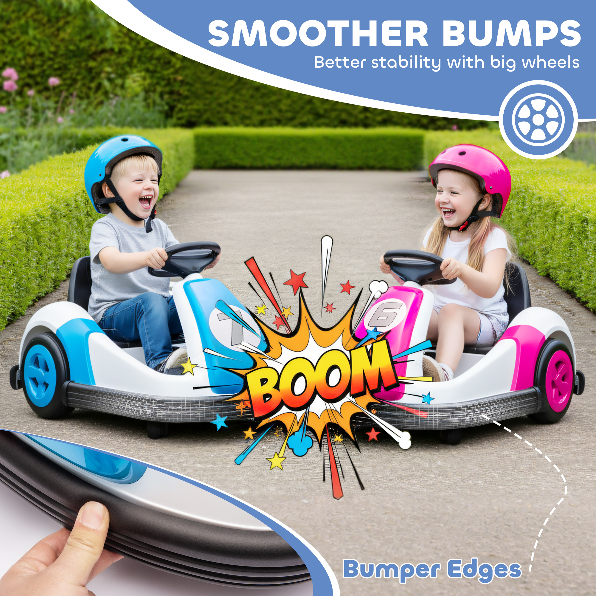 AIYAPLAY Kids Bumper Car with 360-Degree Rotation, 6V Electric Ride On Car with Music and Horn for 3-8 Years Old, Blue 6