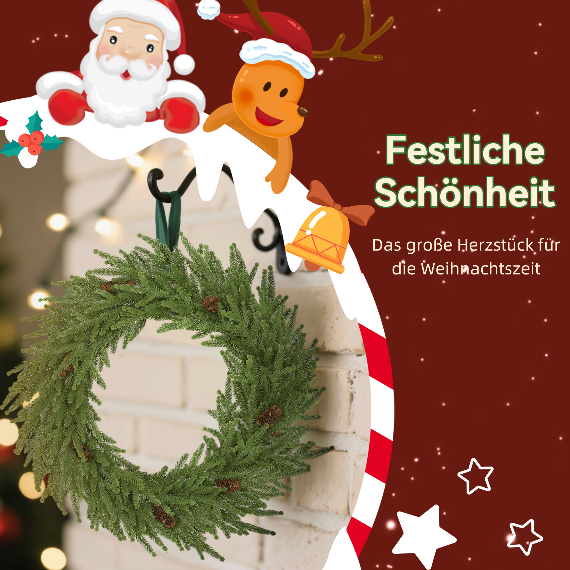 HOMCOM Kunstkerstboom met dennenappels en sneeuw 180 cm - 75 cm