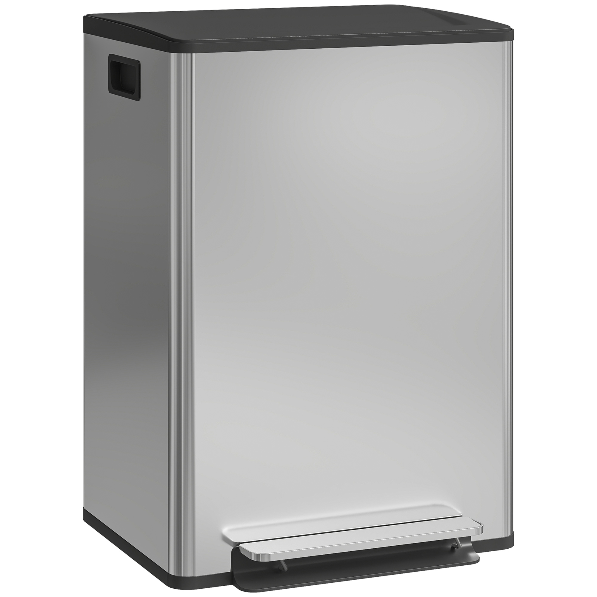 HOMCOM Papelera doble 2 x 30 L con pedal, cierre suave, 47,5×37,5×67 cm, plateado
