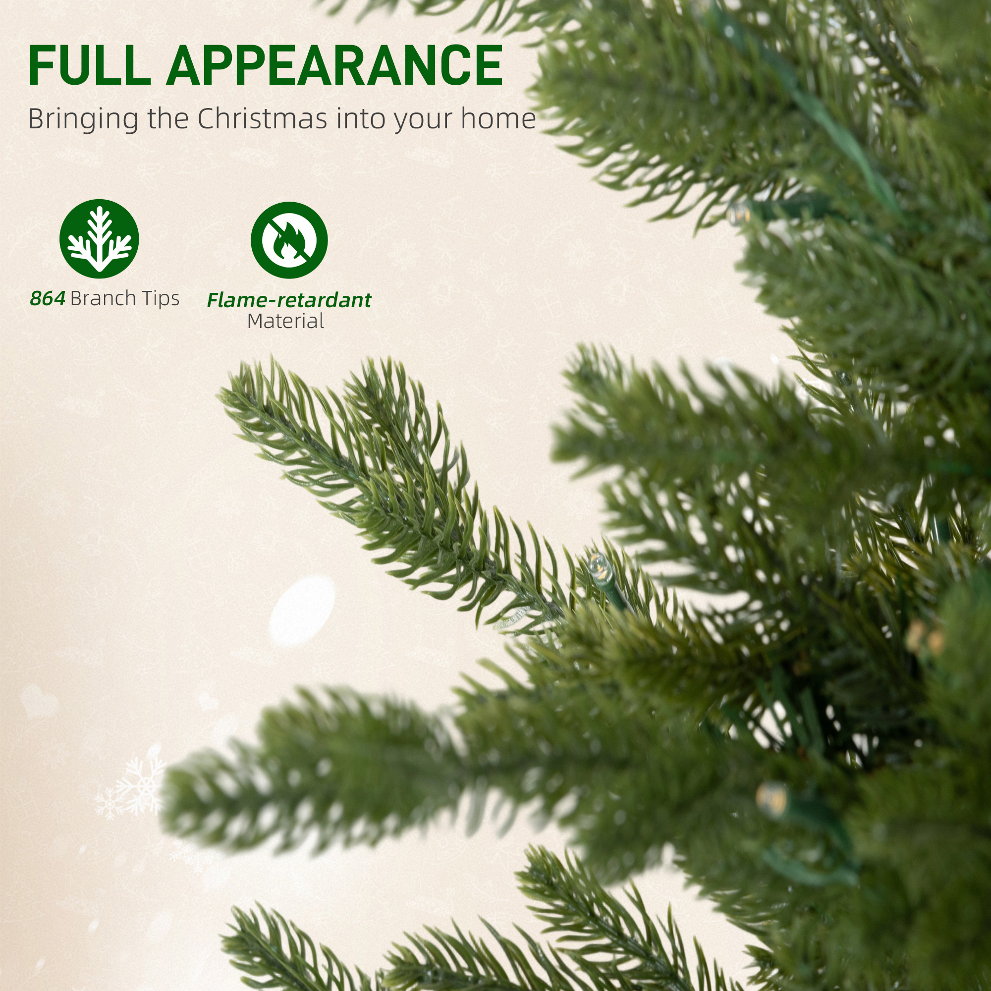 HOMCOM Set of Two Artificial 4ft Christmas Trees, with Lights Green 6