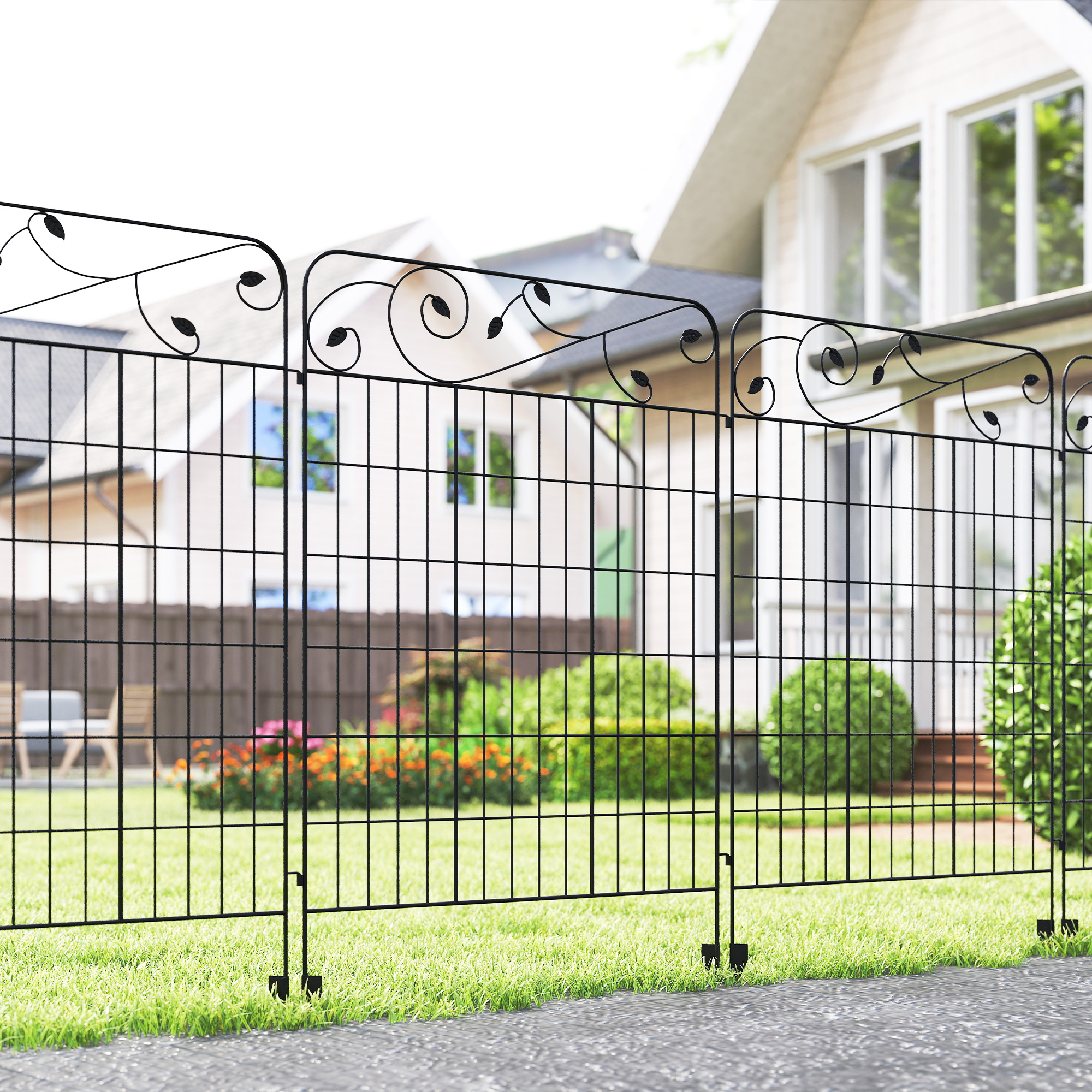 Outsunny 4er Set Gartenzaun 3,52 x 1,1 m Dekorative Gitterzaun Maschendraht günstig online kaufen