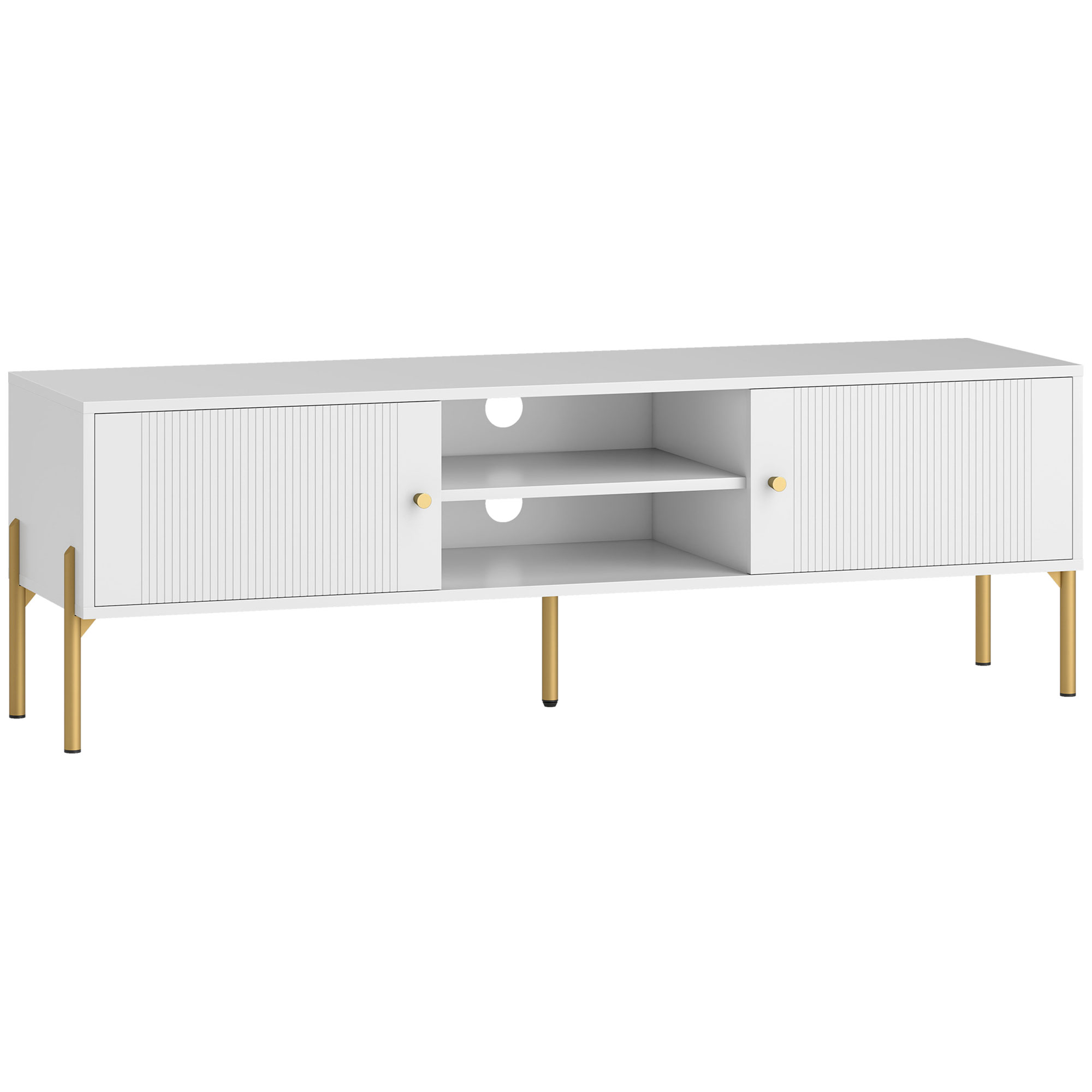 HOMCOM TV-Board Modern, 2 Türen, 2 offene Fächer, Kabeldurchführungen, Meta günstig online kaufen
