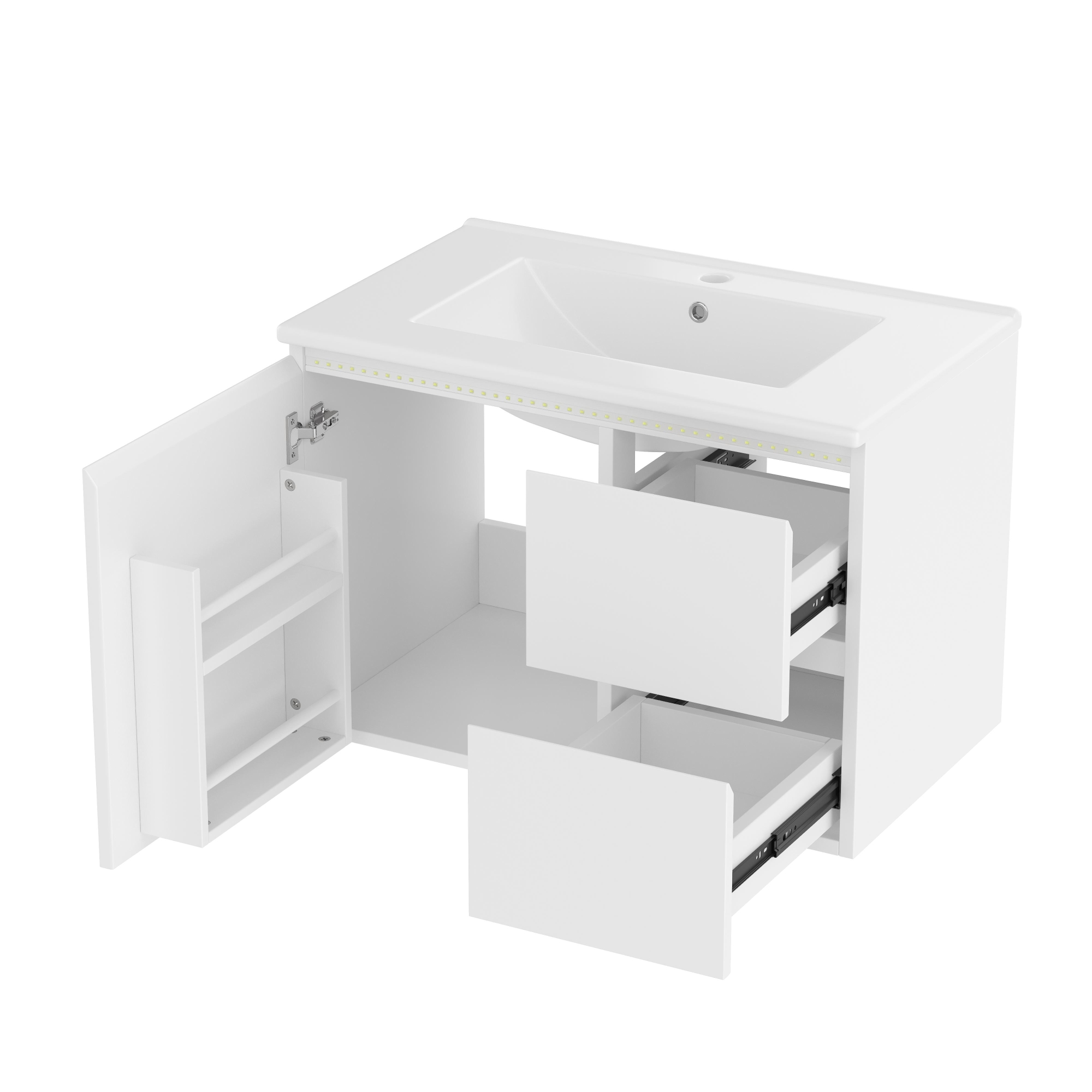 Wandhängender Badezimmerschrank mit LED-Radarsensor-Beleuchtung, zwei Schub günstig online kaufen