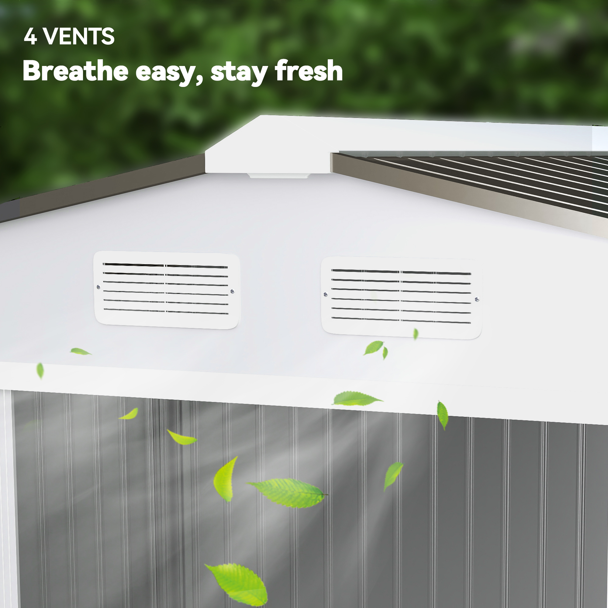 Outsunny Metal Bike Shed, Mobility Scooter Shed House with Foundation Kit, Ventilation, Doors, 9 x 6FT, Silver 8