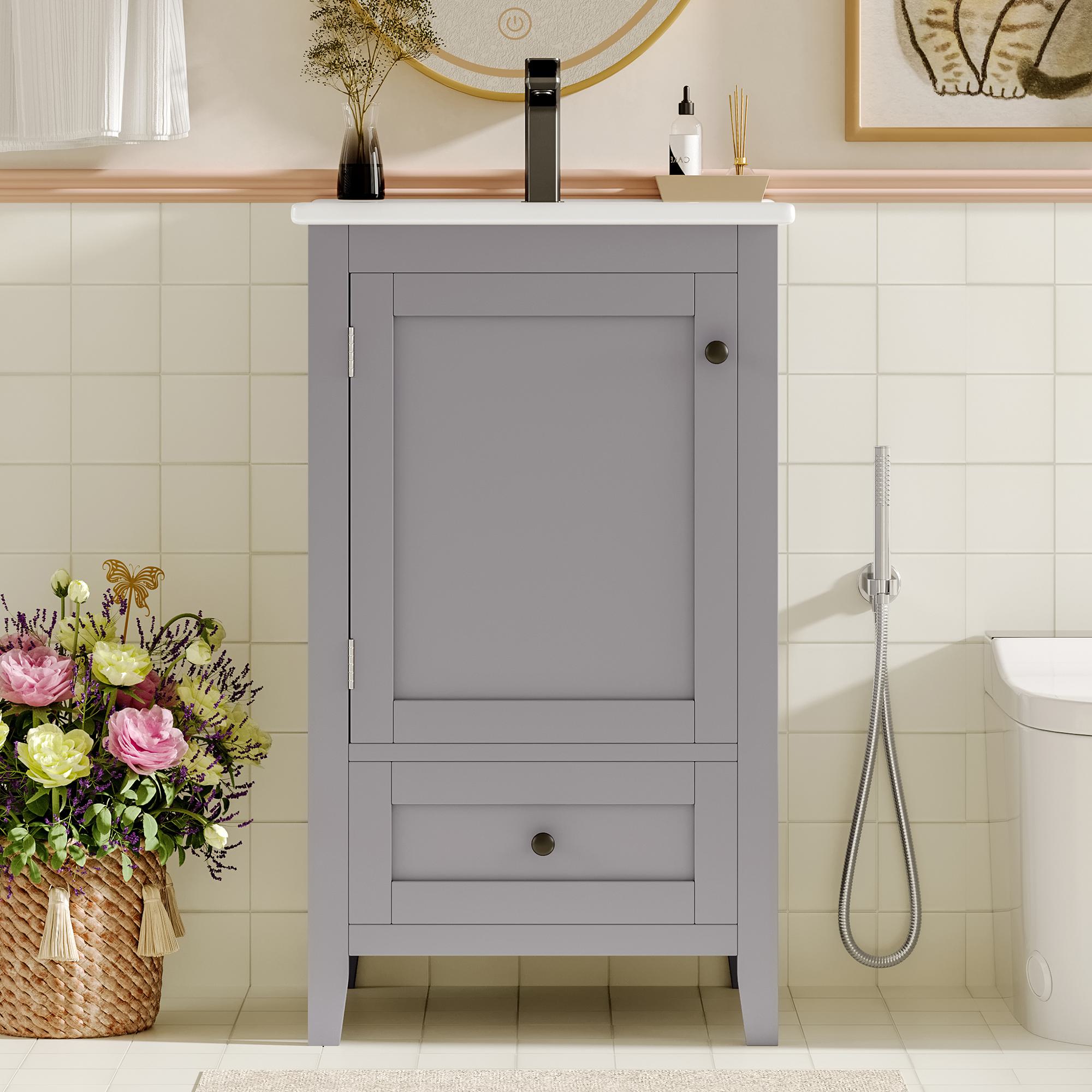 Badezimmerschrank mit Waschbecken, geräuschlose Schublade, verstellbares Re günstig online kaufen
