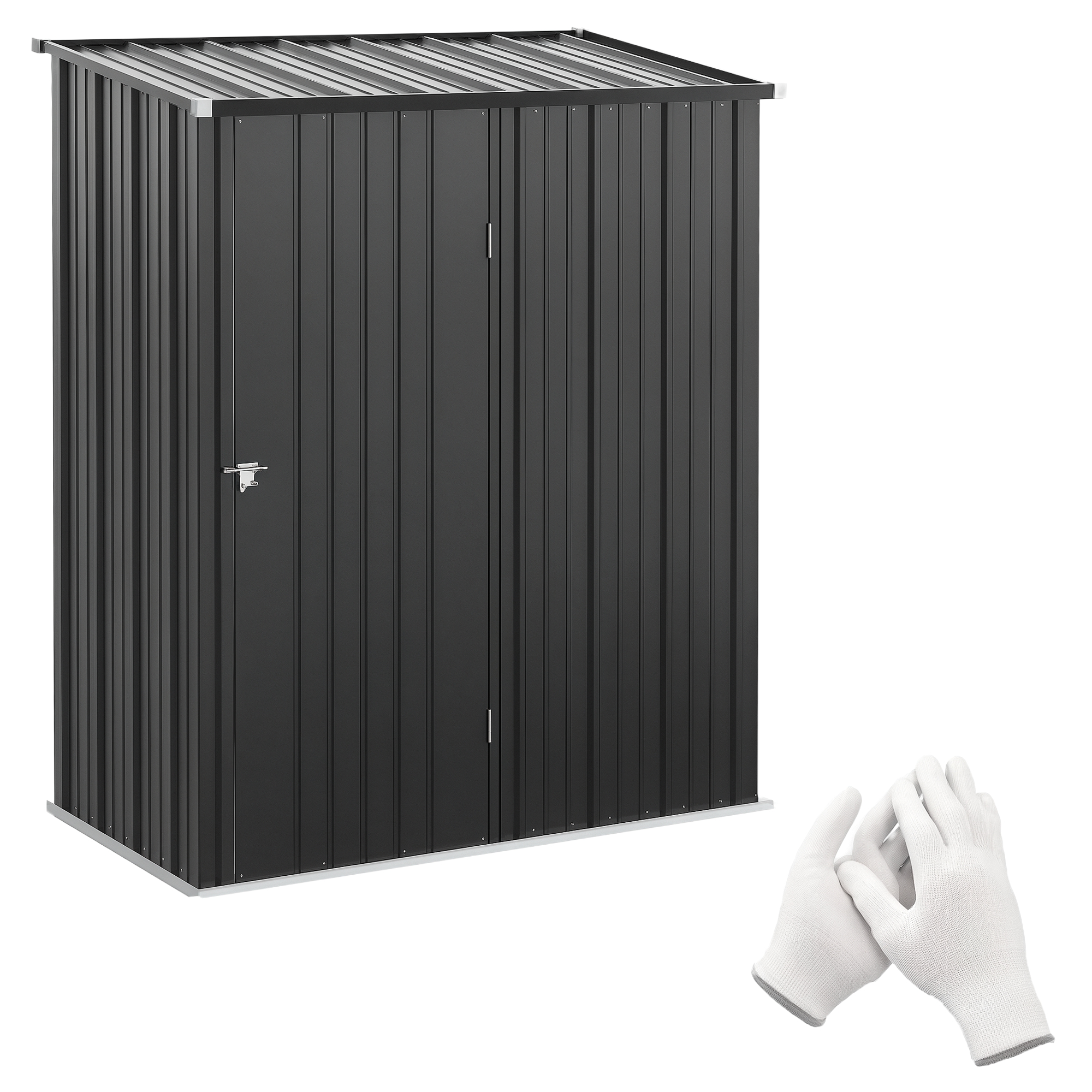 Outsunny 5.3 x 3.1ft Corrugated Steel Garden Shed Black