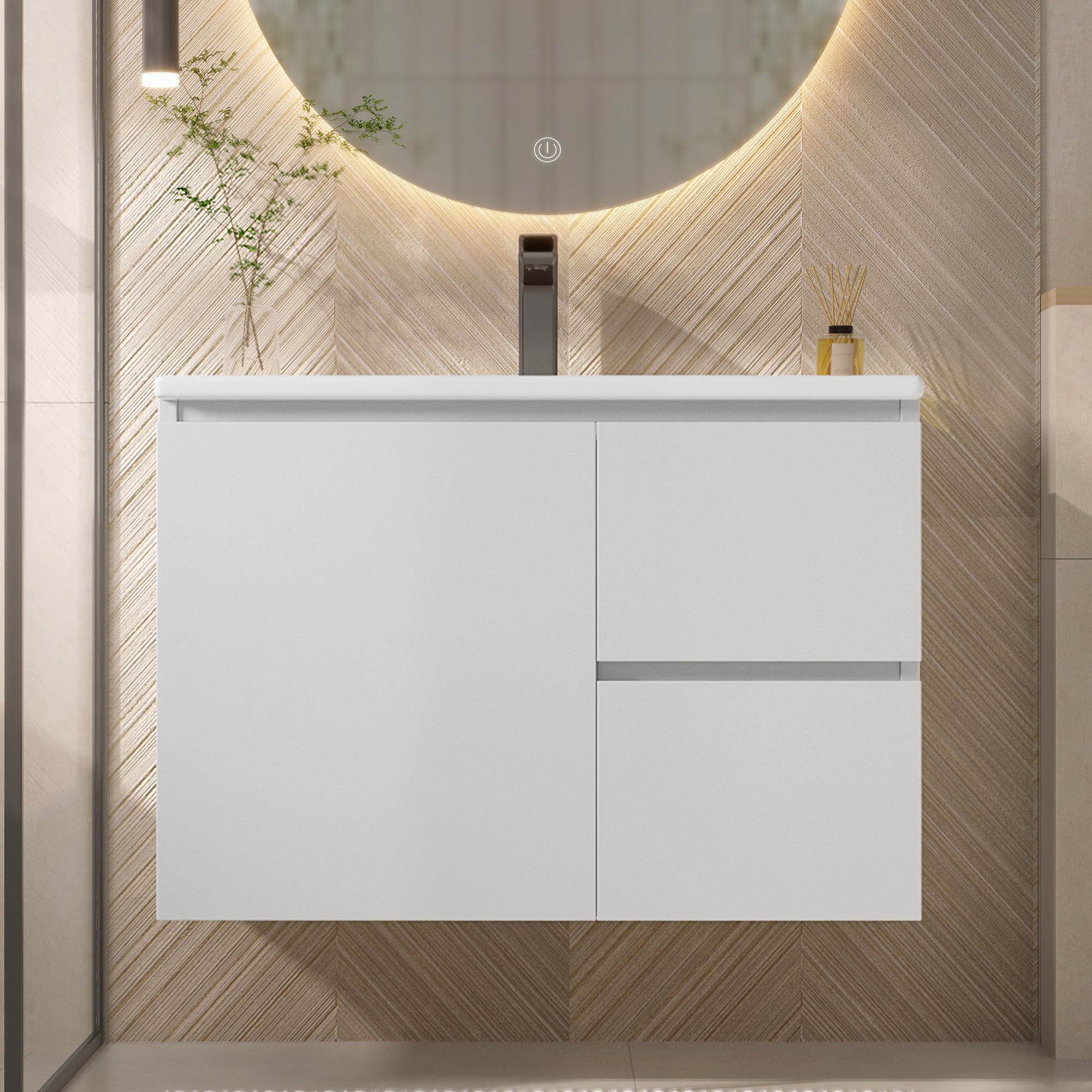 Wandhängender Badezimmerschrank mit LED-Radarsensor-Beleuchtung, zwei Schub günstig online kaufen