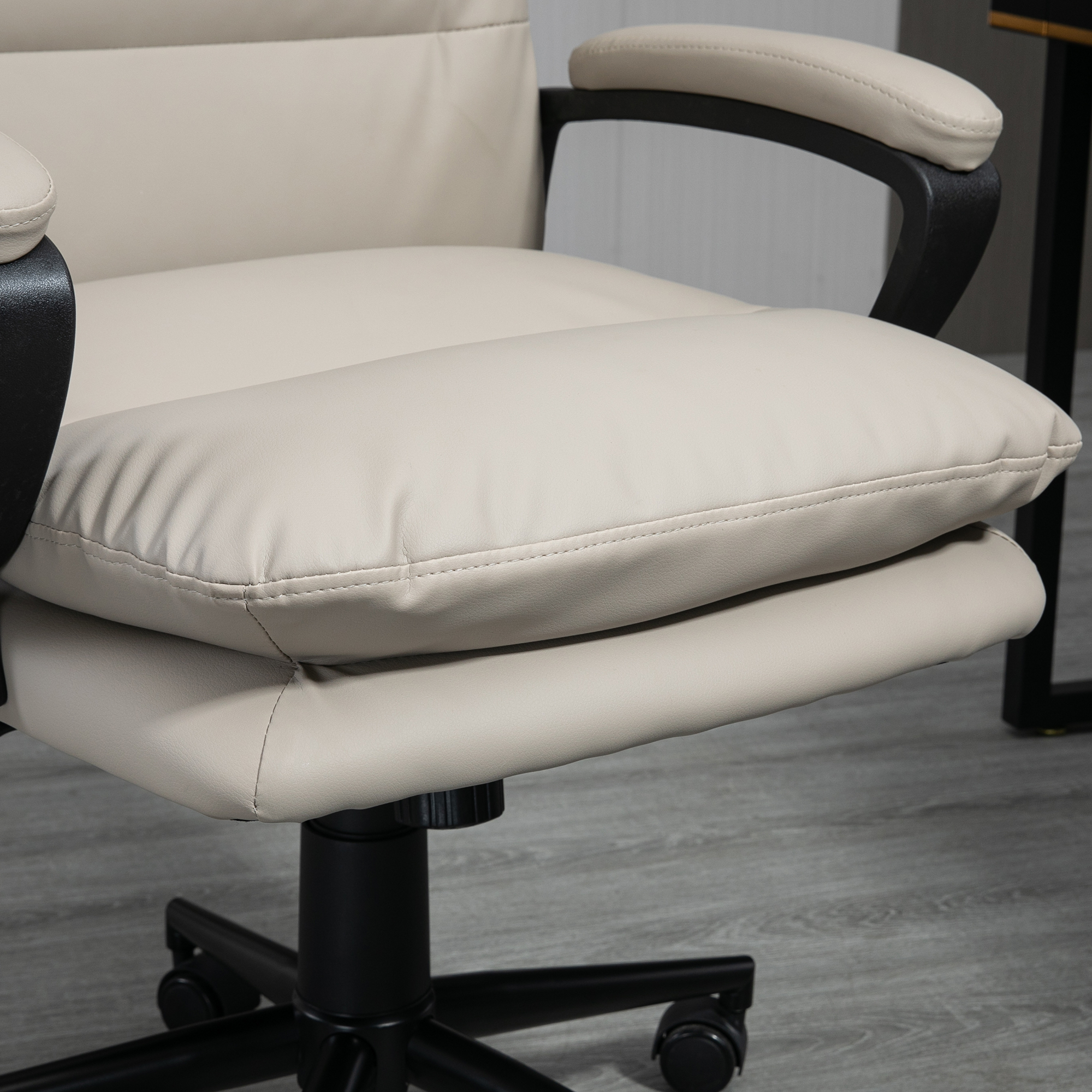 Vinsetto Office Chair, PU Leather Computer Desk Chair Office Chair with Adjustable Height and Swivel Rolling Wheels for Work Study, Light Grey 8