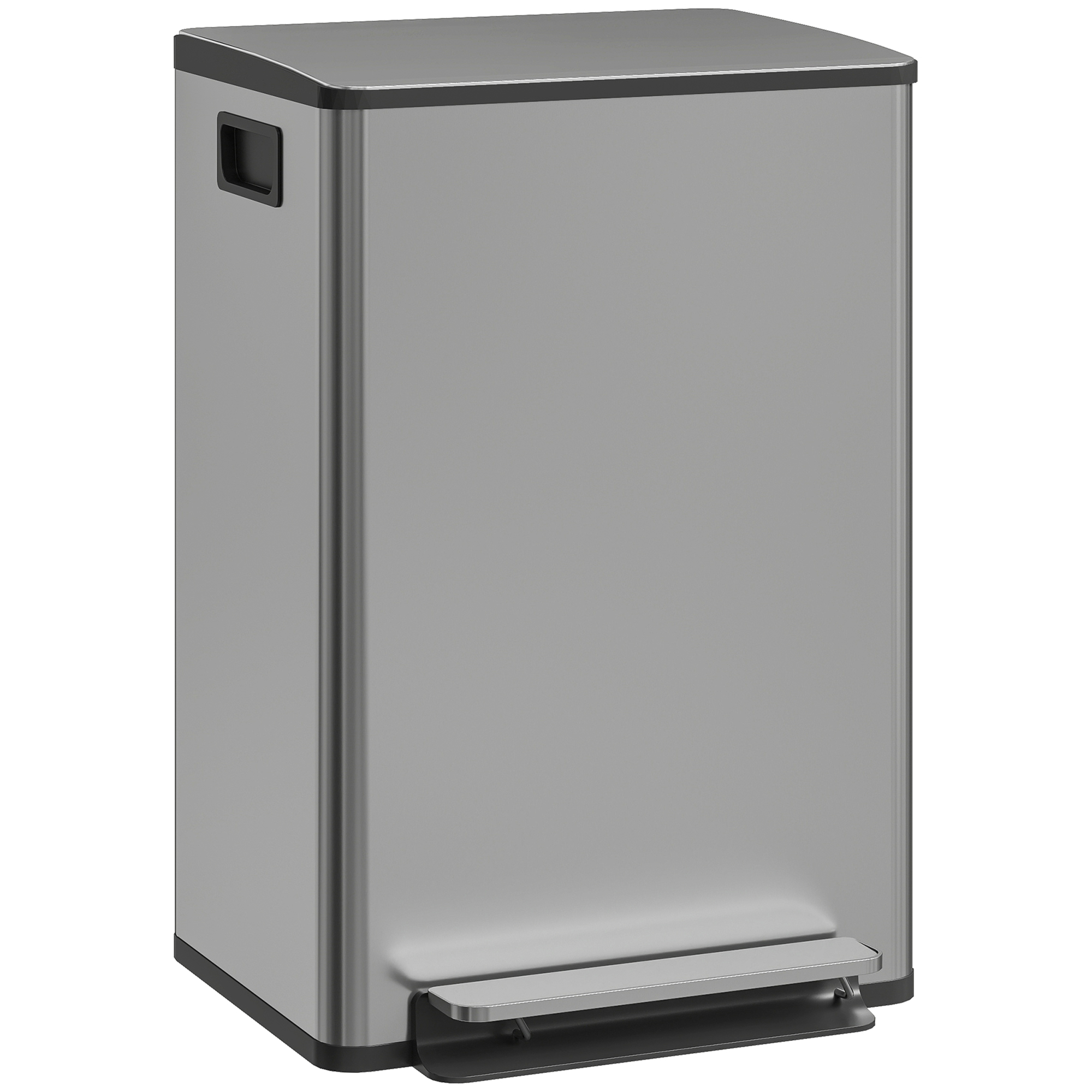 HOMCOM Pattumiera da 50 L a pedale, con secchio estraibile e chiusura soft, 41,7x36,6x62 cm, Argento   Aosom Italy