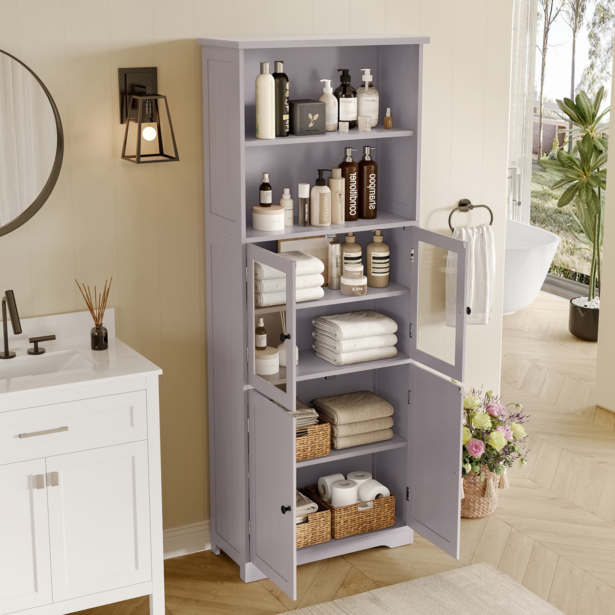 RASOO Armadietto Portaoggetti Da Bagno - 4 Cassetti, Mobile In MDF E1, Colore Nero, 83x31,8x31,8 Cm