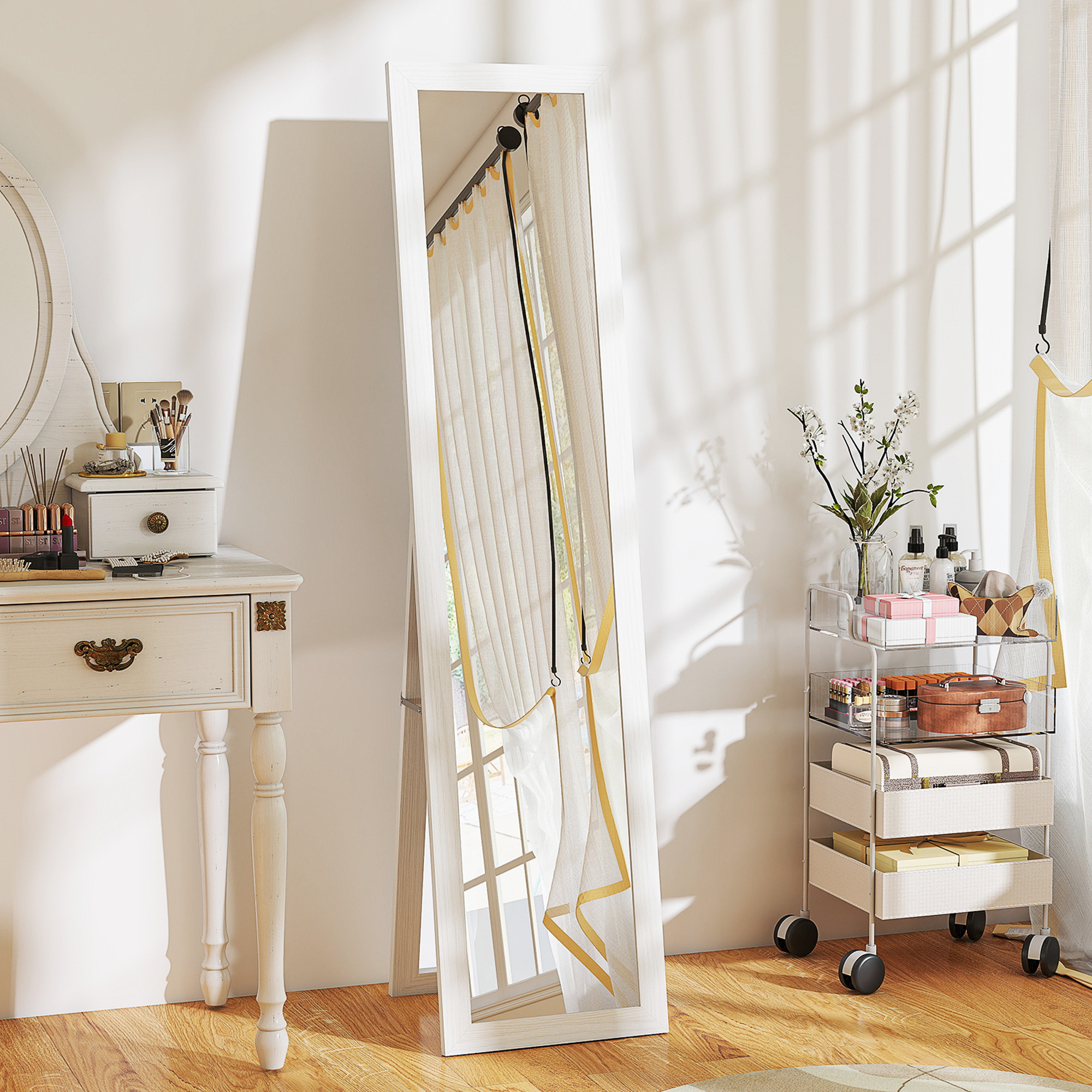 HOMCOM Ganzkörperspiegel 157 x 37 cm Rechteckig Standspiegel mit Rahmen mit günstig online kaufen