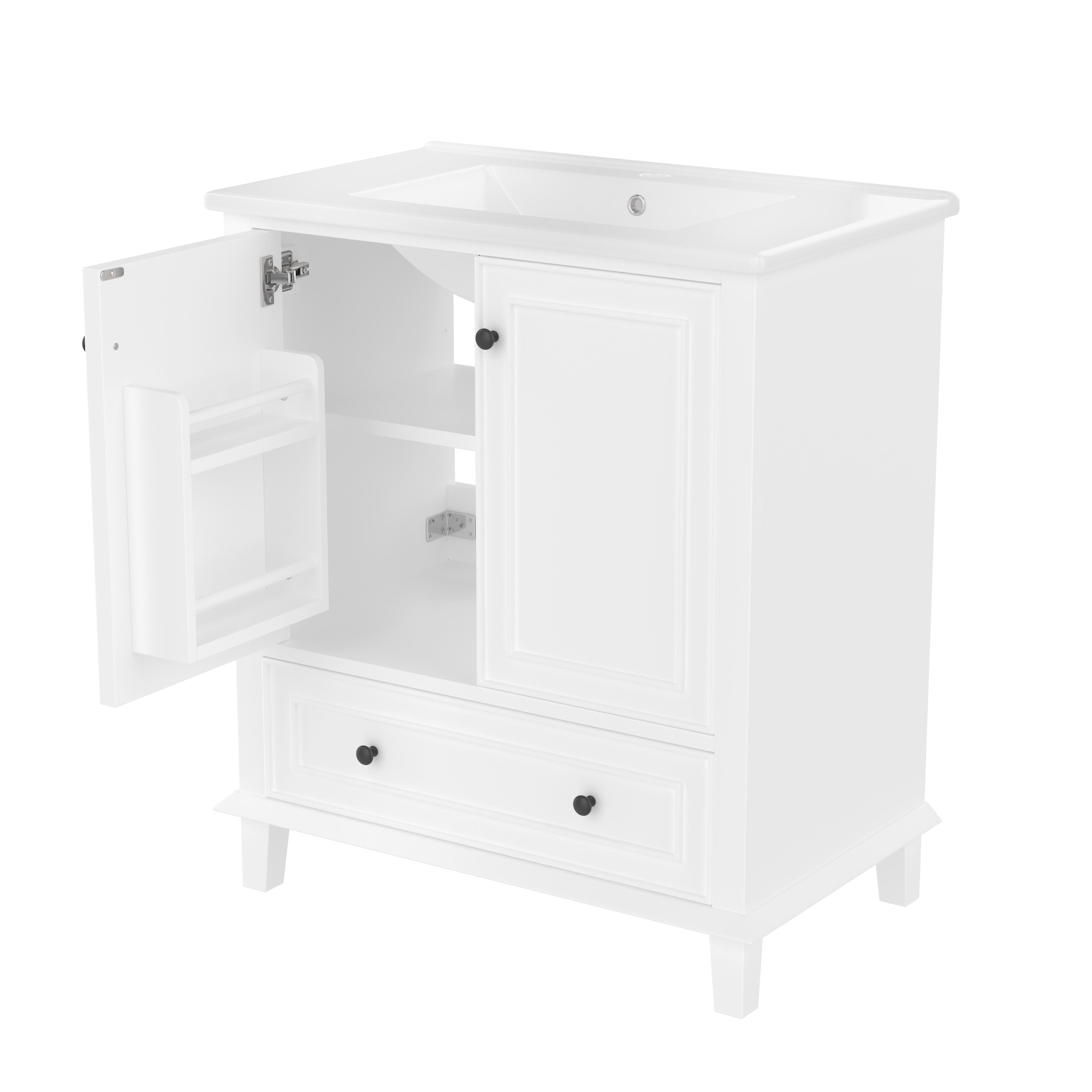Badezimmerschrank mit Waschbecken, freistehend, großer Stauraum, 76x46x87 c günstig online kaufen