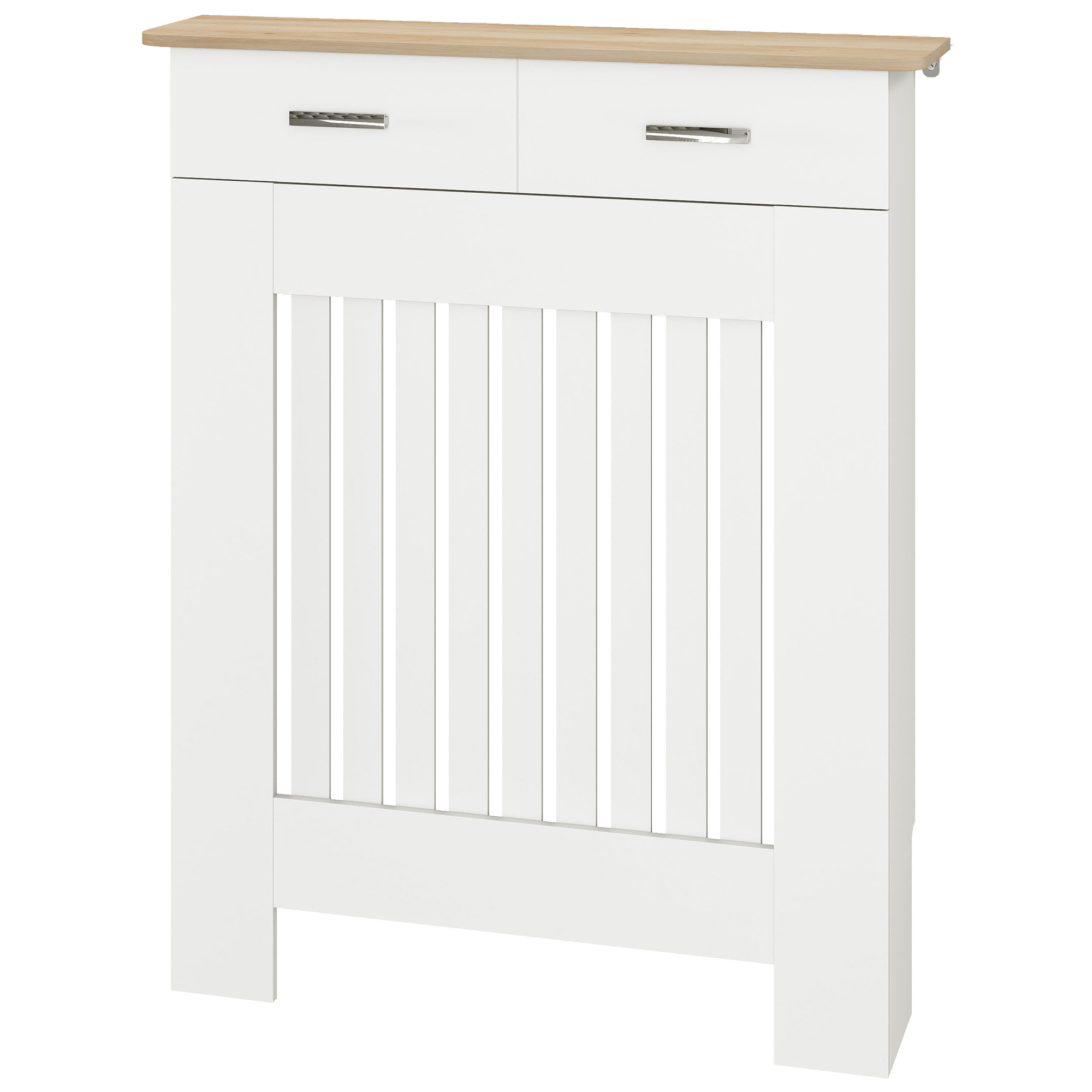 HOMCOM Cache-radiateur à lames avec tiroir - Anti-basculement, 78 x 19 x 97 cm, blanc