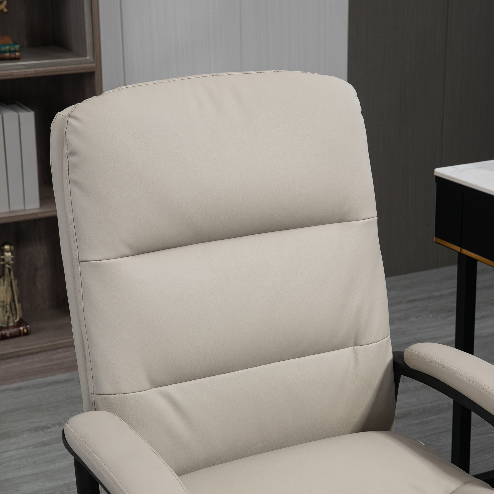 Vinsetto Office Chair, PU Leather Computer Desk Chair Office Chair with Adjustable Height and Swivel Rolling Wheels for Work Study, Light Grey 6