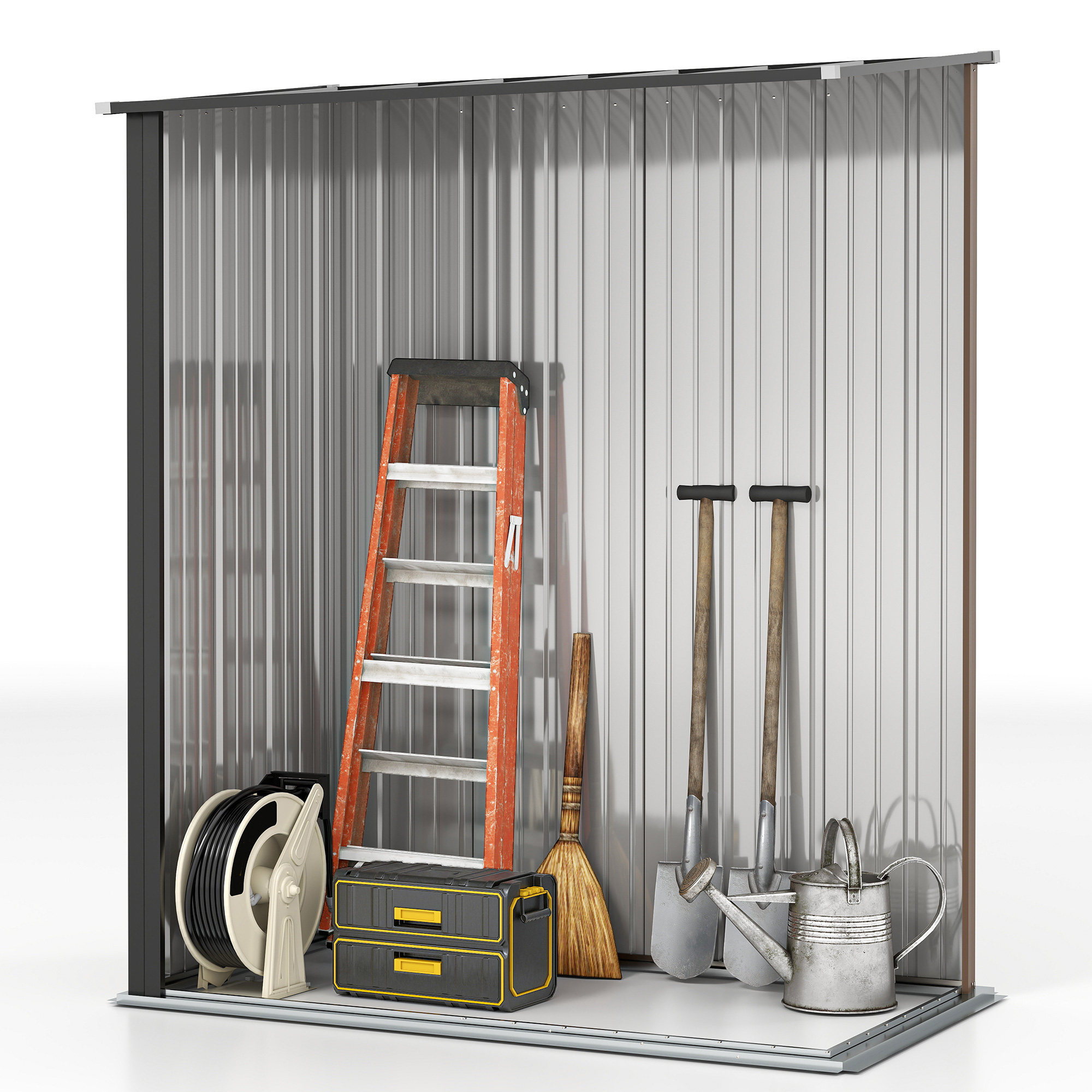Outsunny 5.3 x 3.1ft Corrugated Steel Garden Shed Brown 7