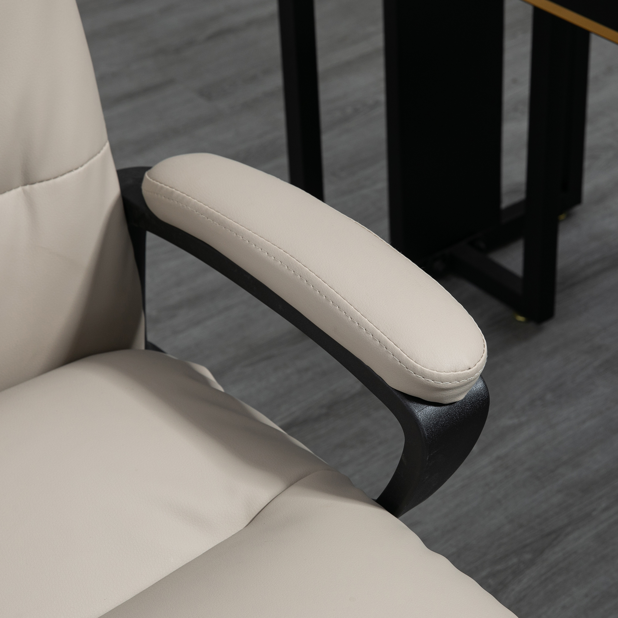 Vinsetto Office Chair, PU Leather Computer Desk Chair Office Chair with Adjustable Height and Swivel Rolling Wheels for Work Study, Light Grey 7